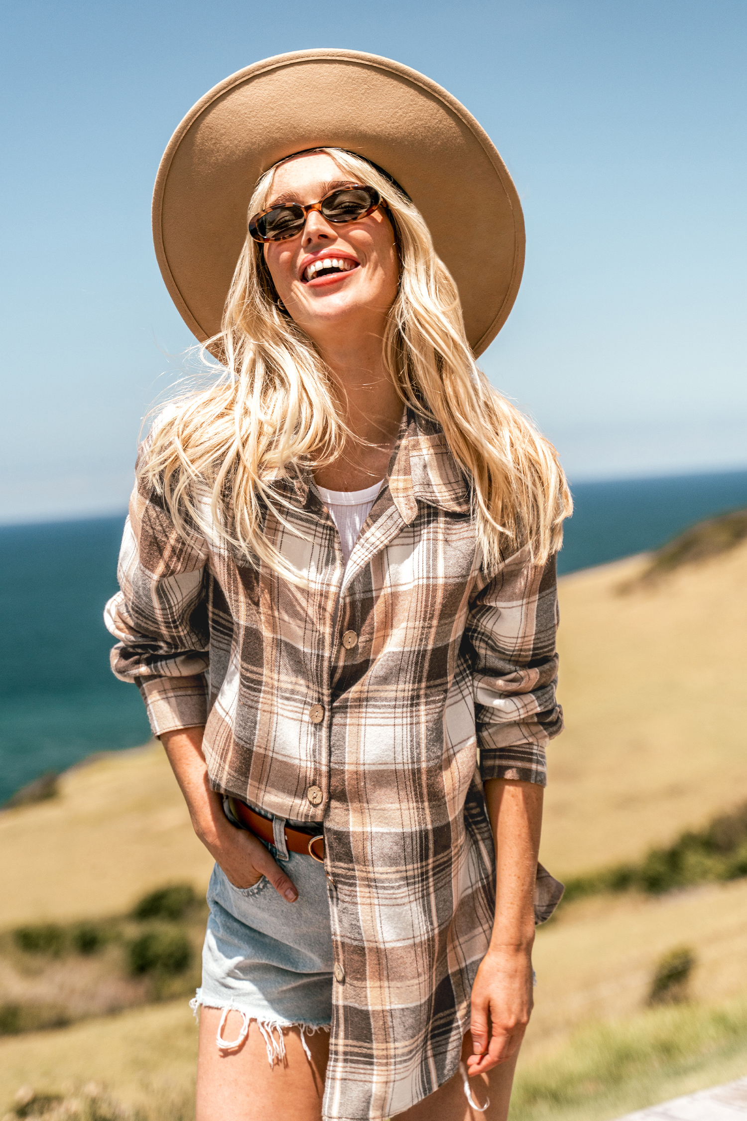 Button-Front Plaid Shacket