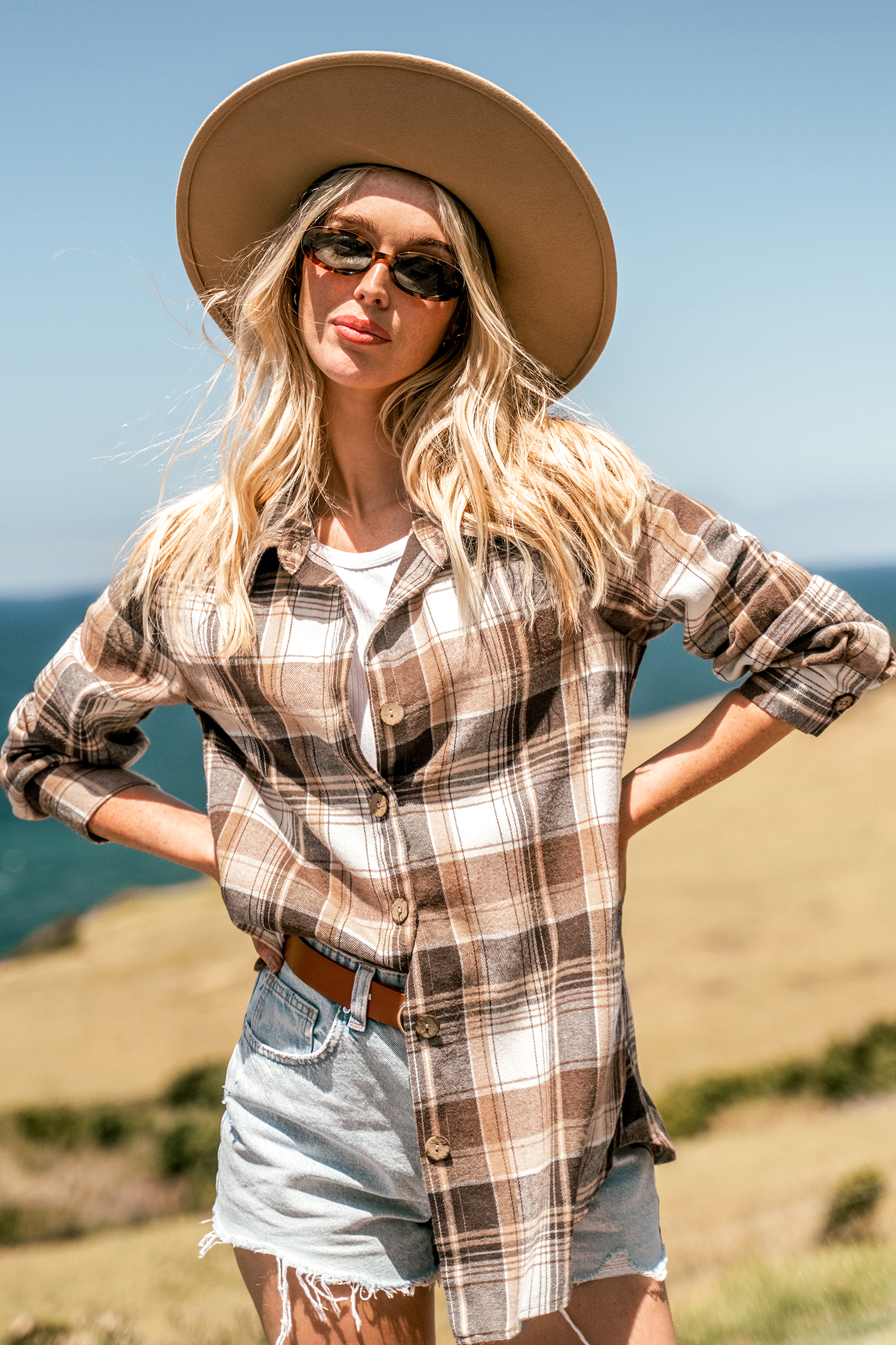 Button-Front Plaid Shacket