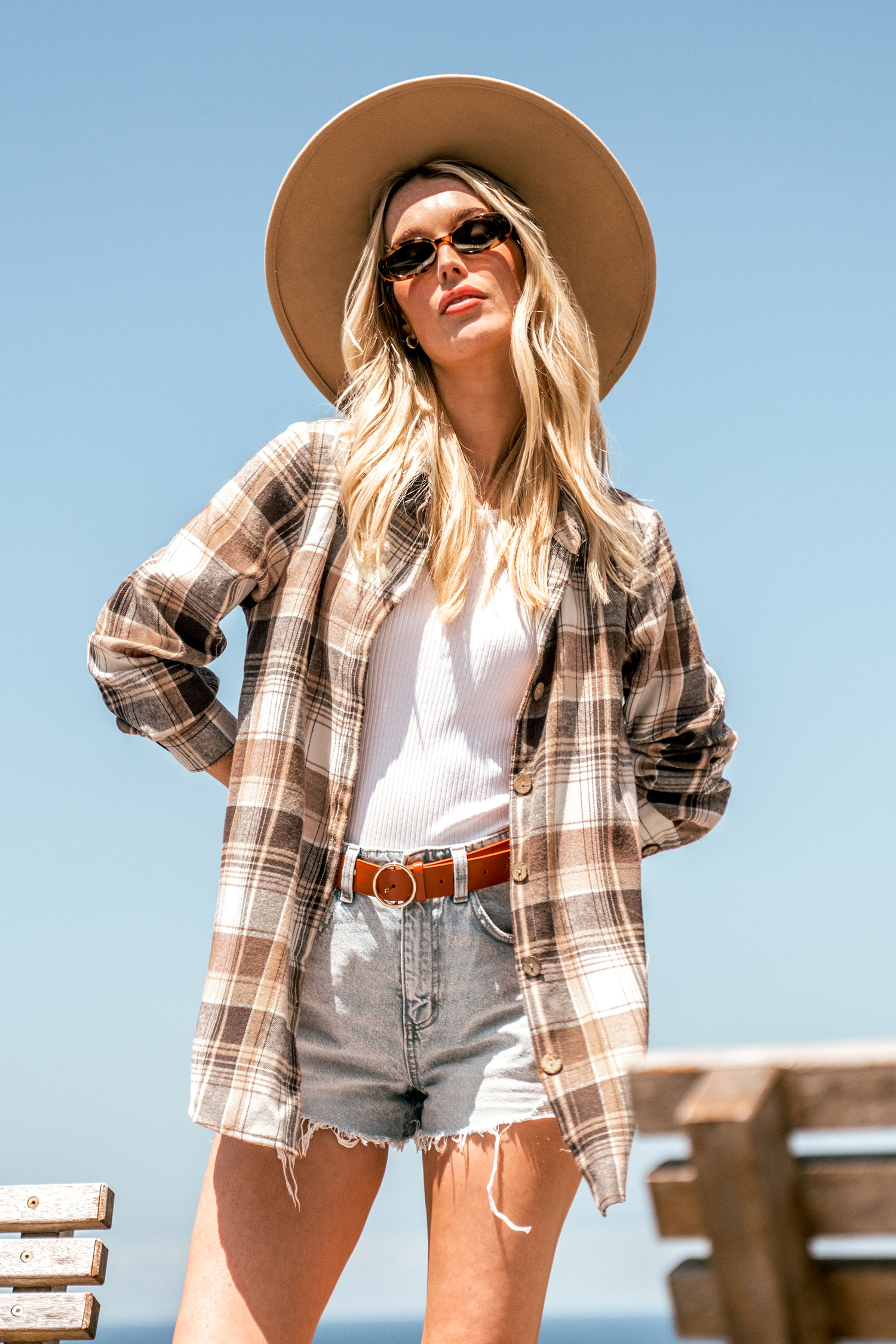 Button-Front Plaid Shacket