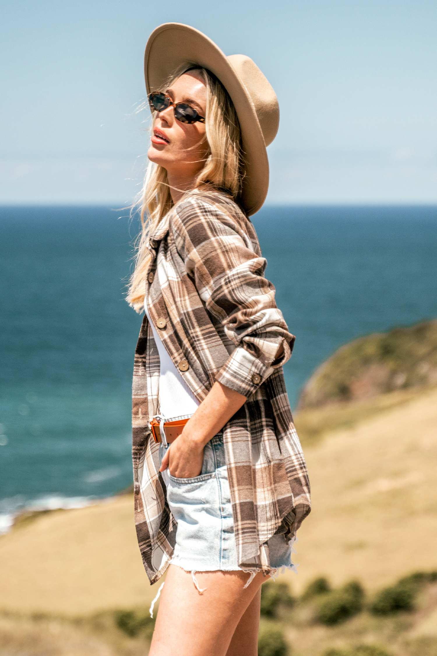 Button-Front Plaid Shacket