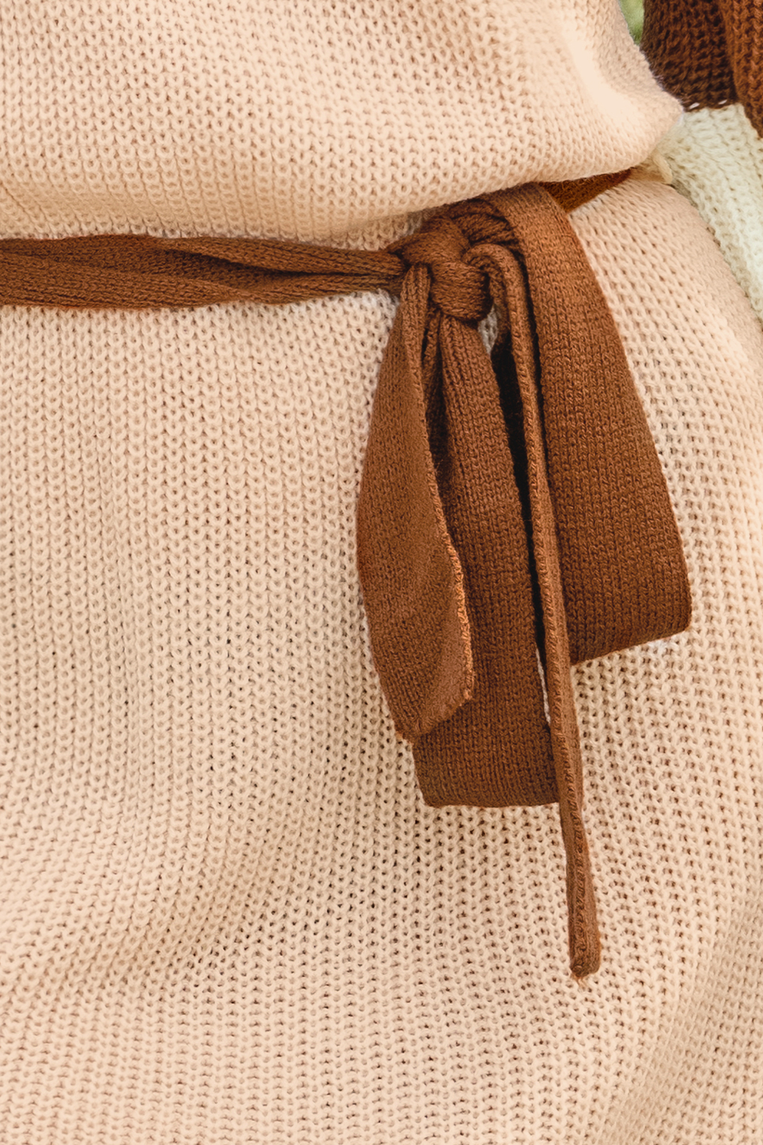 Colorblock Belted Sweater Dress