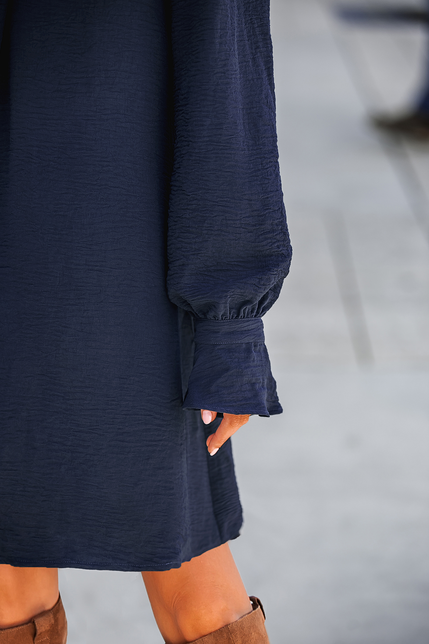 V-Neck Puff Sleeve Mini Dress