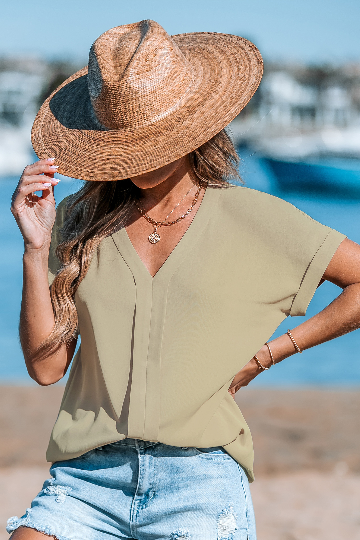 Blush Y-Panel Blouse