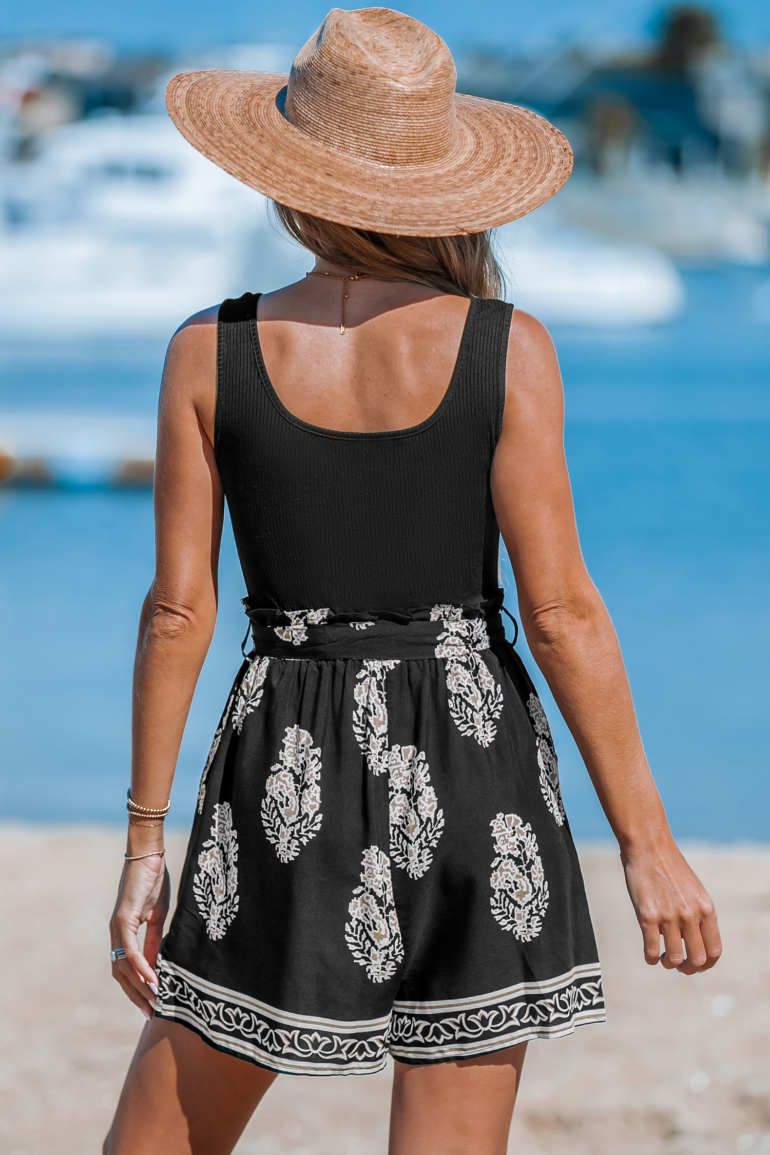 Shorts Rumber Black Tank Boho Shorts Romper