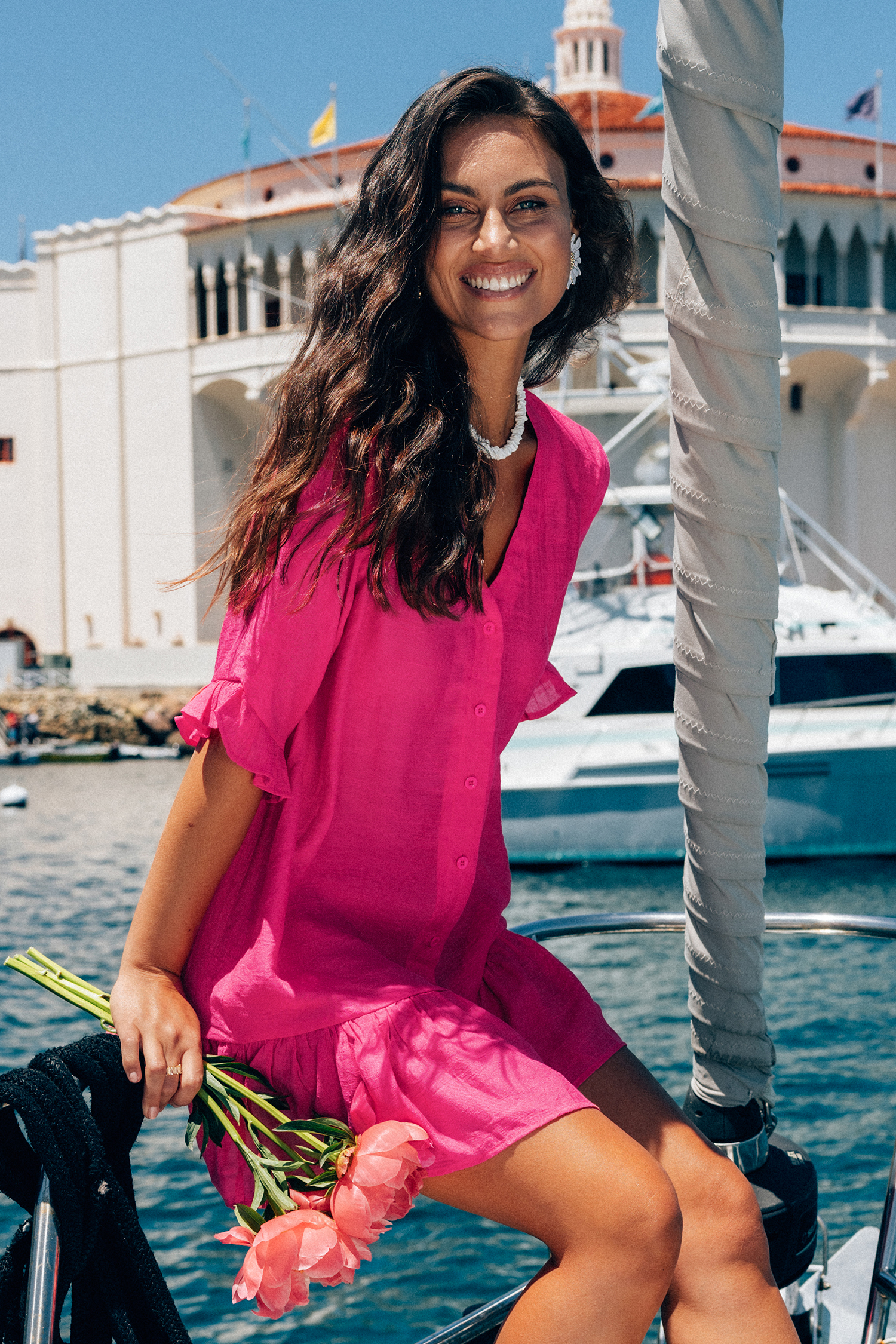 Fuschia Ruffled Cover-Up Dress