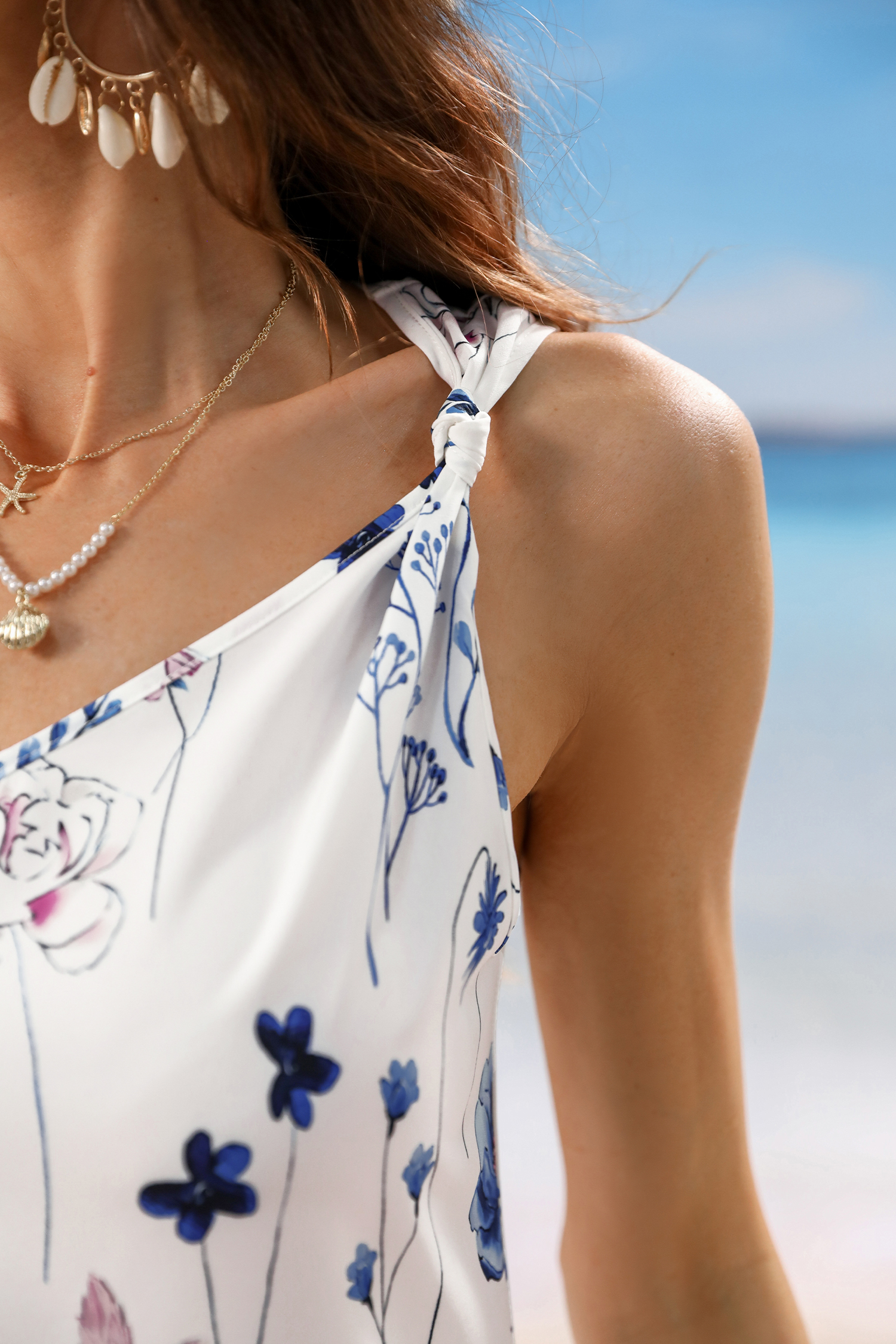 Floral Print Knotted Strap Mini Dress