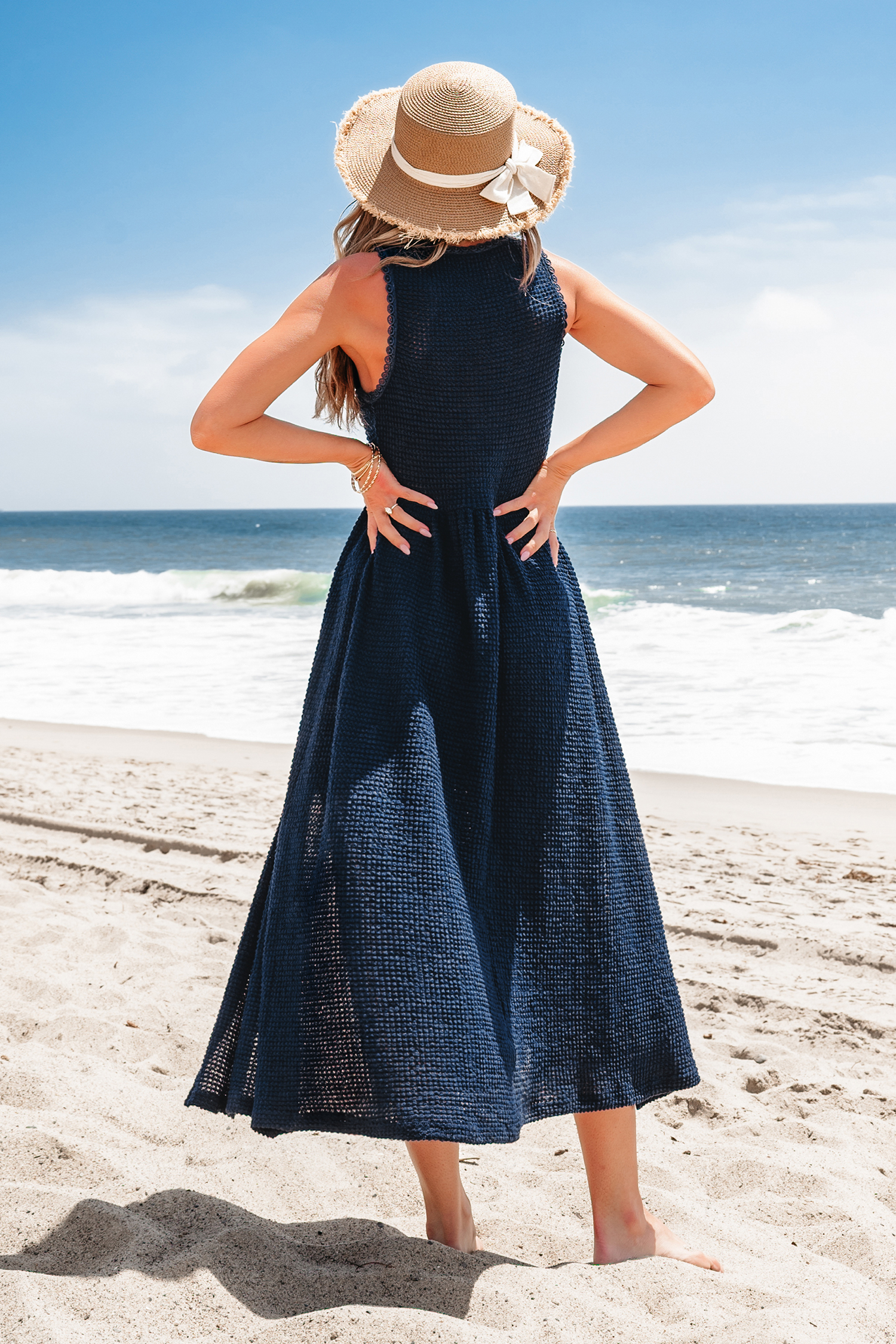 CUPSHE カバーアップ ネイビー Navy Blue Midi Cover-Up Dress