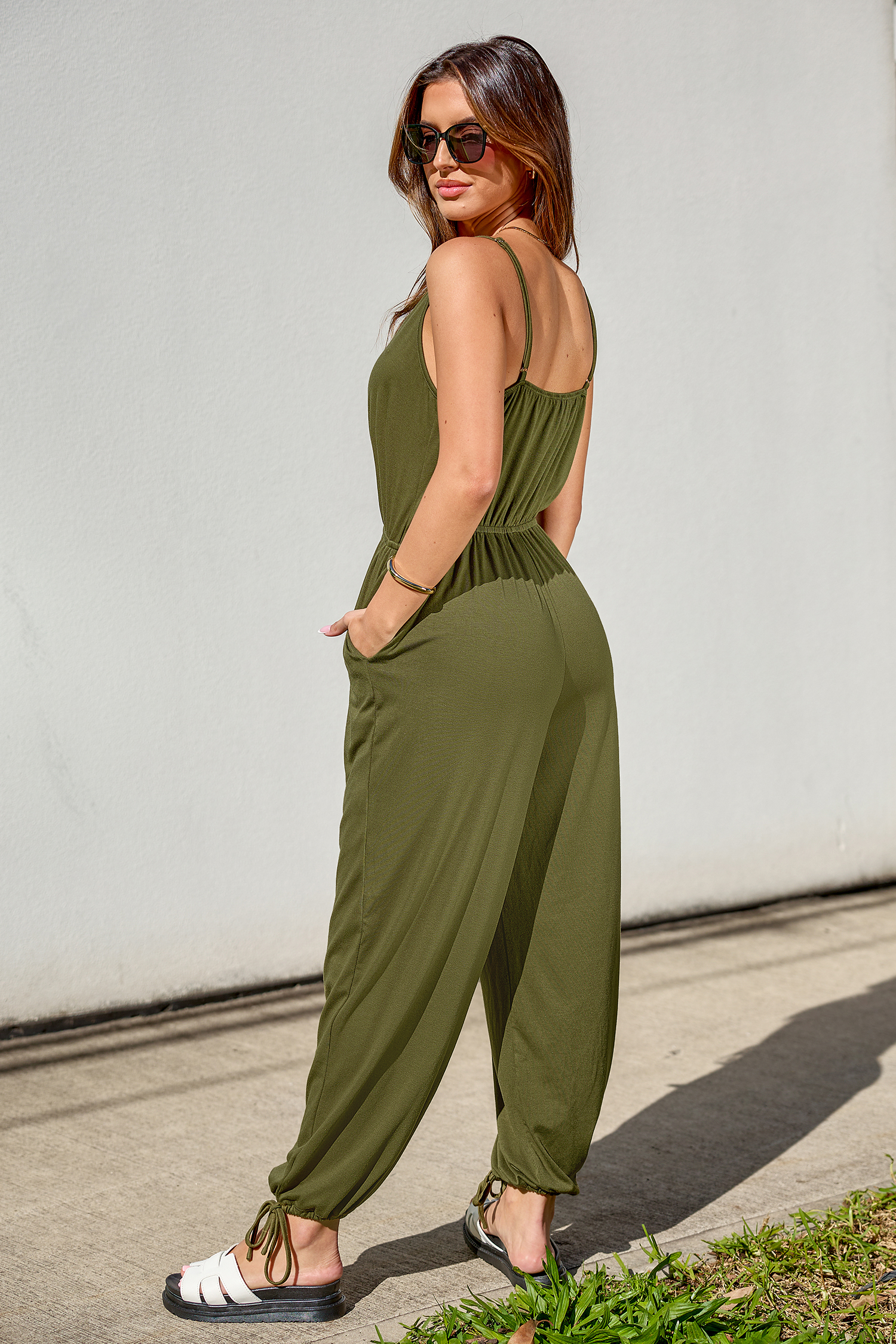 Forest Green Drawstring Jumpsuit