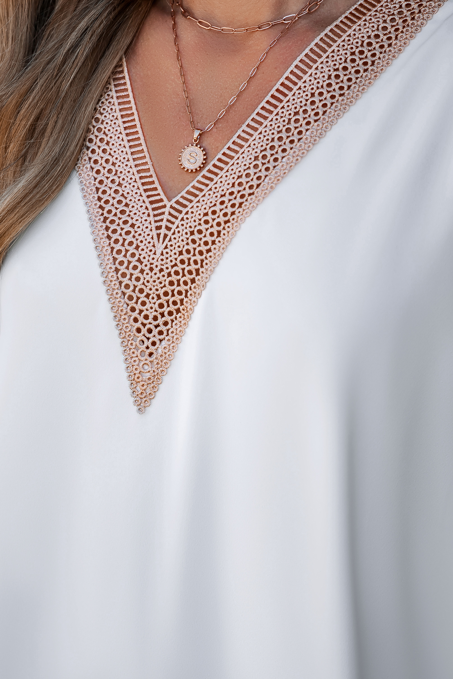 Ivory Lace Trim Flounce Hem Mini Dress