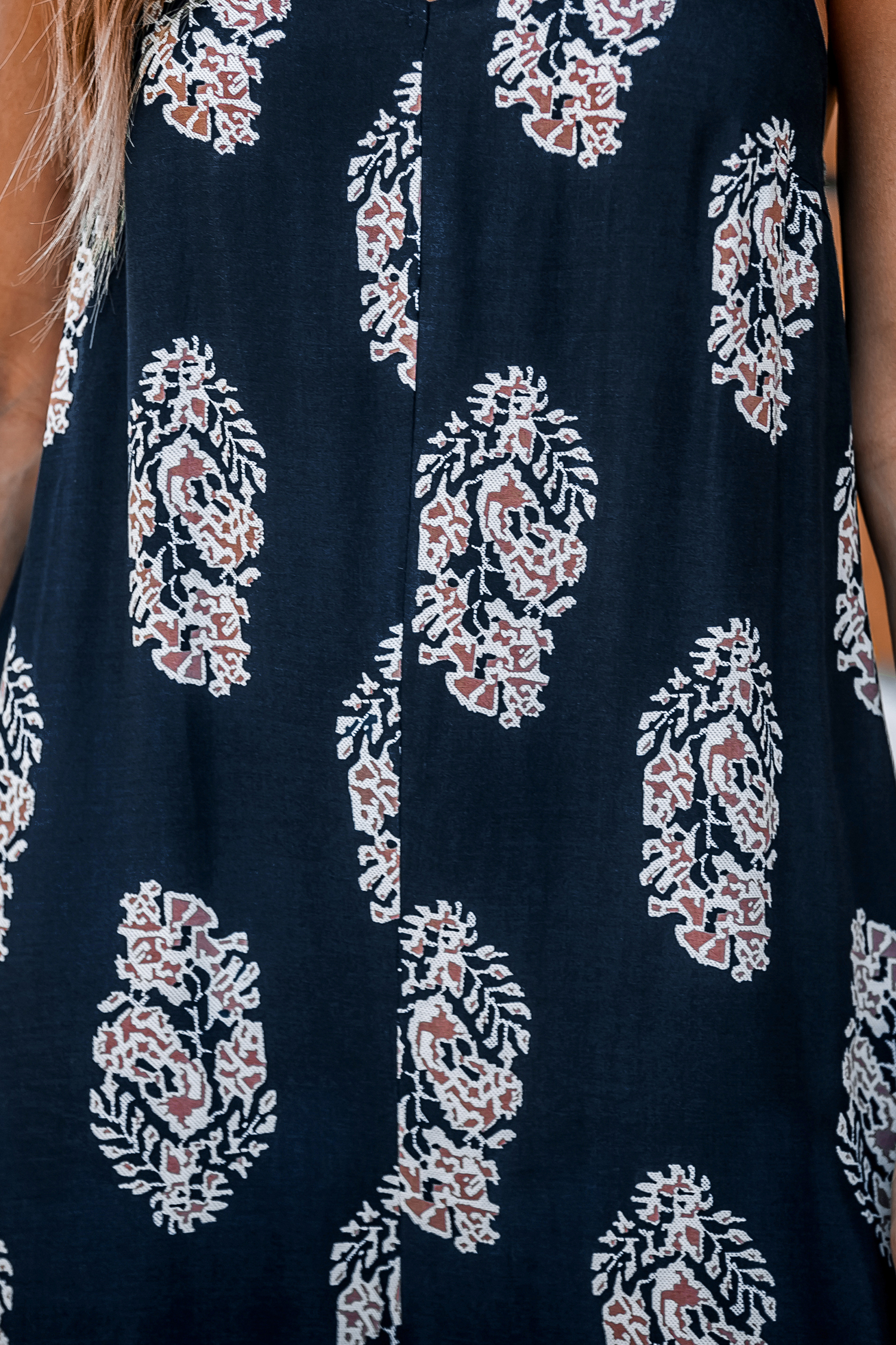 Navy Ornate Sleeveless Straight Leg Jumpsuit