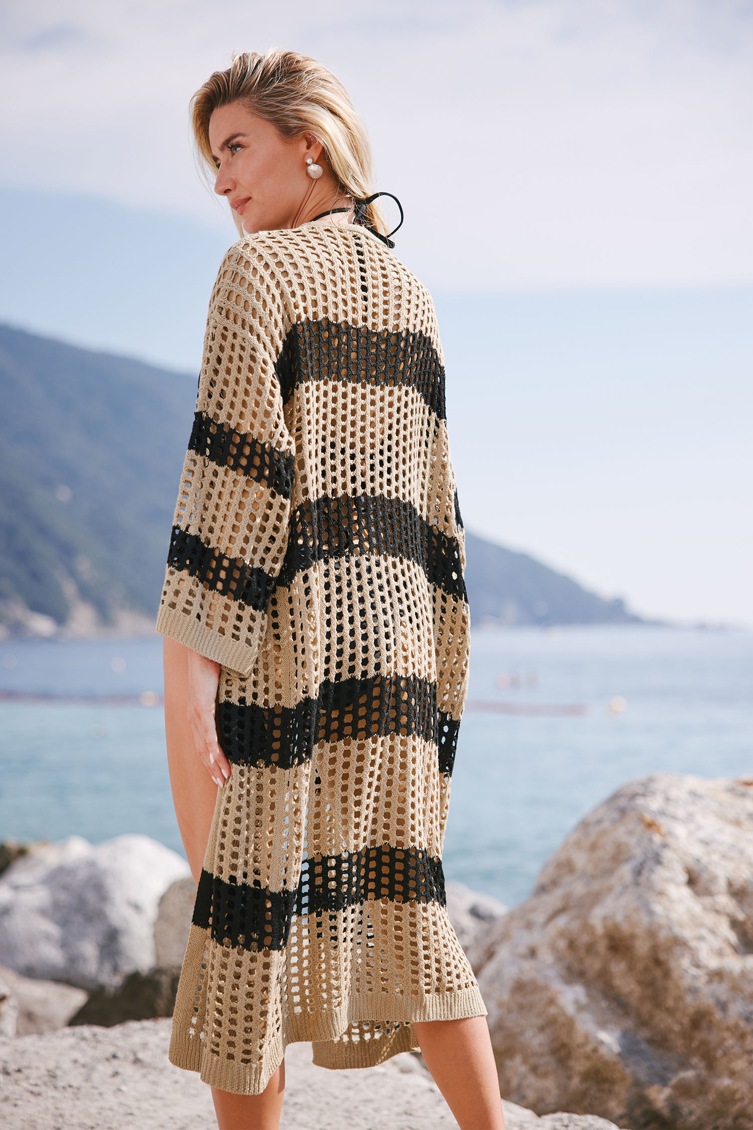 トップス CLANE STRIPE CABLE HALF SLEEVE CARDIGAN CLANE STRIPE CABLE HALF SLEEVE CARDIGAN