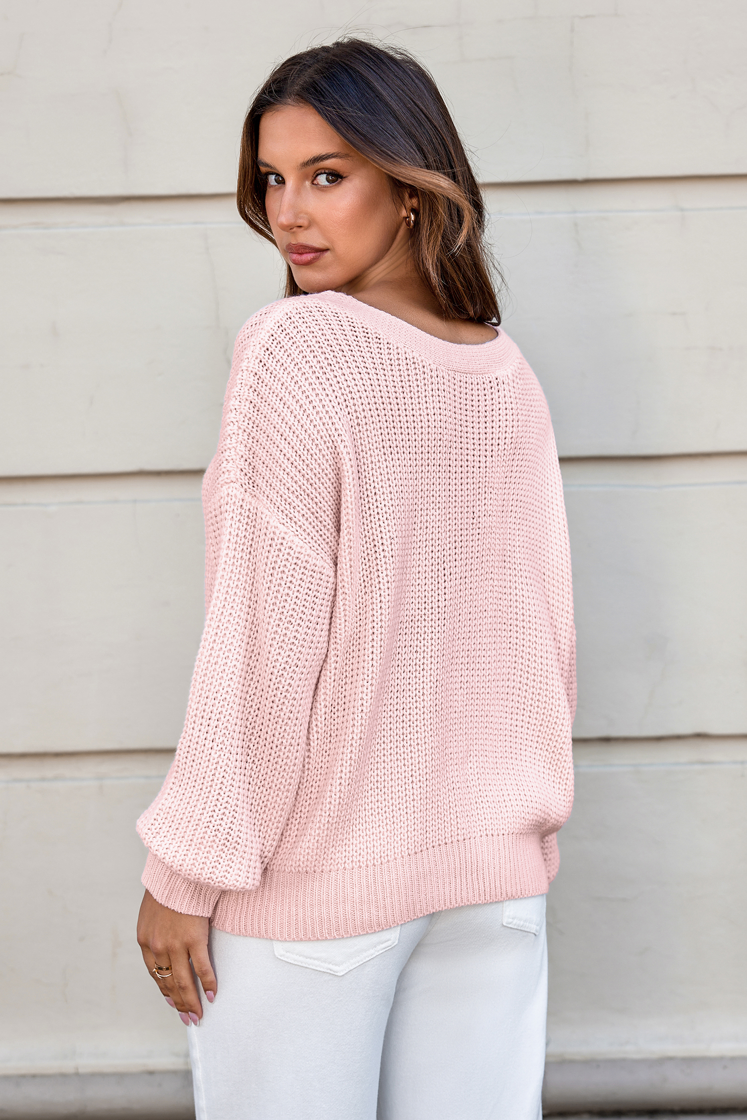 Cupshe Pink Knit Long Sleeve Bow Sweater In Pink