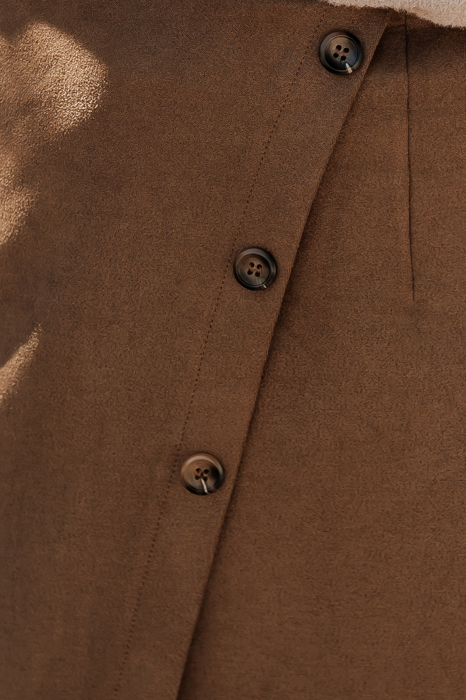 Light Brown Asymmetrical Button Mini Skirt