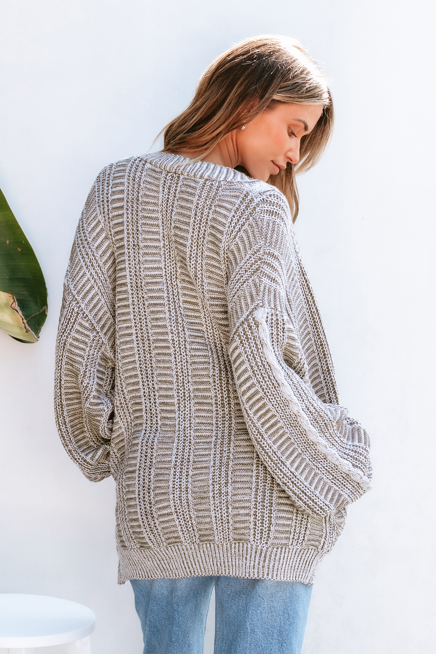 トップス eaphi CABLE KNIT CARDIGAN brown FRAME Women's Brown Cable Knit Button-Down Wool Cardigan