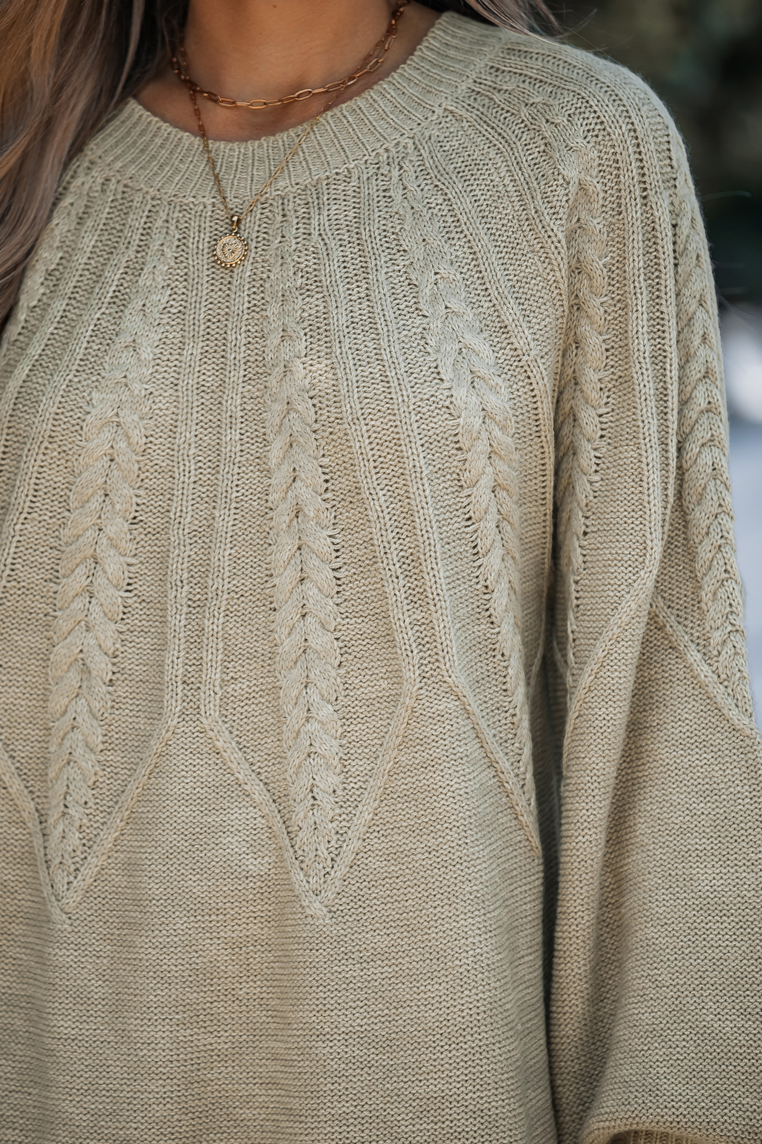 Khaki Round Neck Long Sleeve Mini Jumper Dress