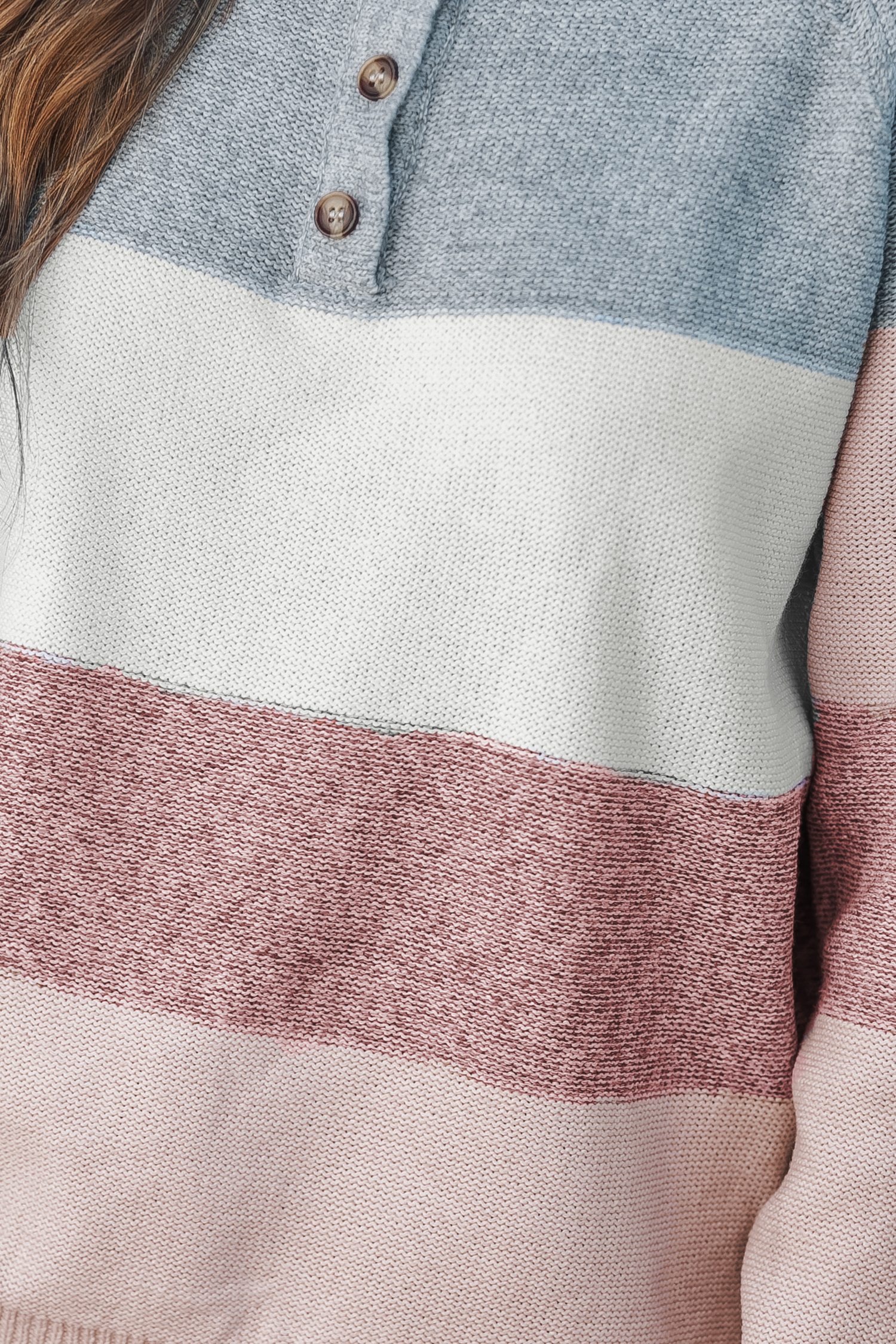 Colorblock Long Sleeve Henley Sweater