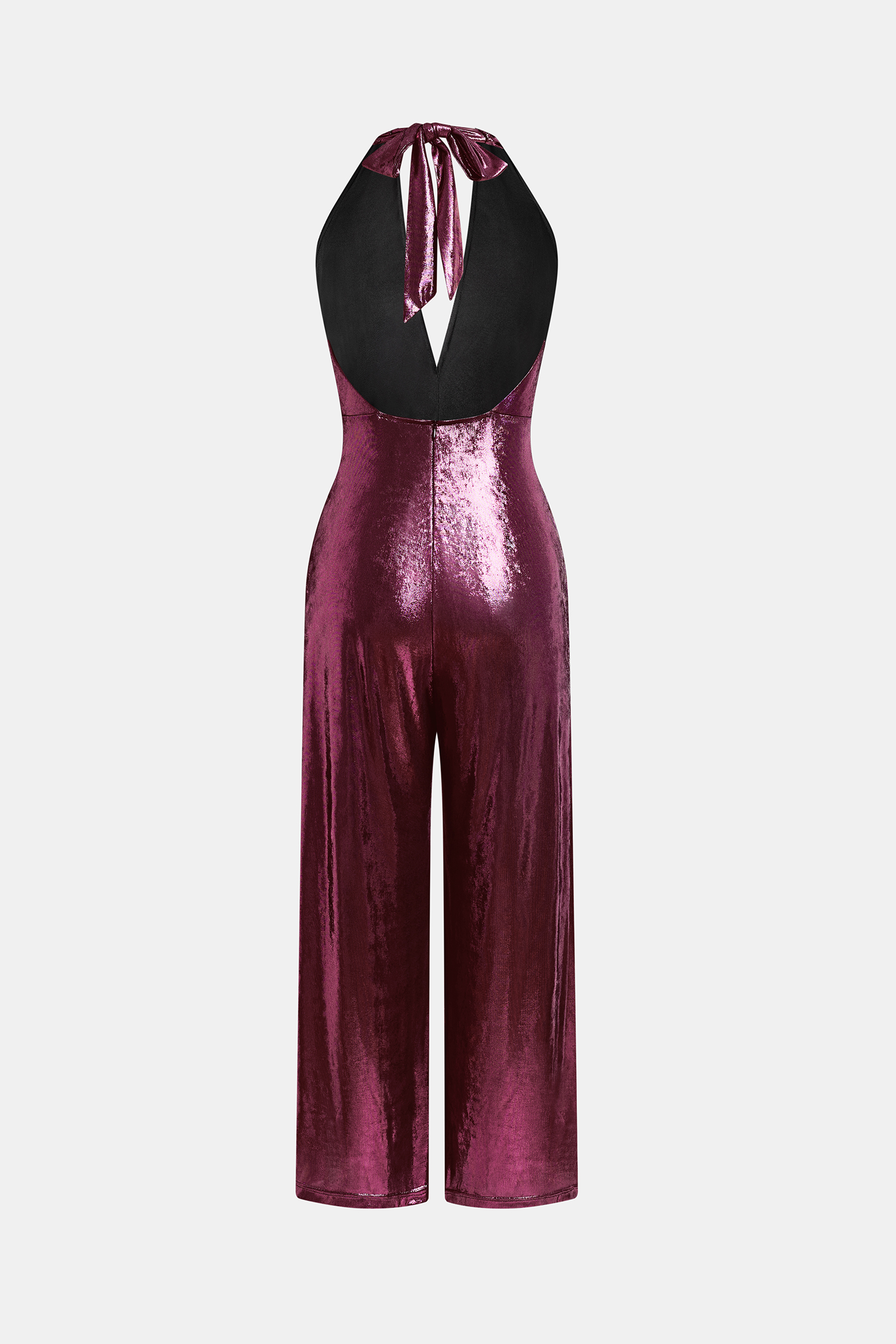 x JoJo Fuchsia Sparkle Plunging Wide Leg Jumpsuit