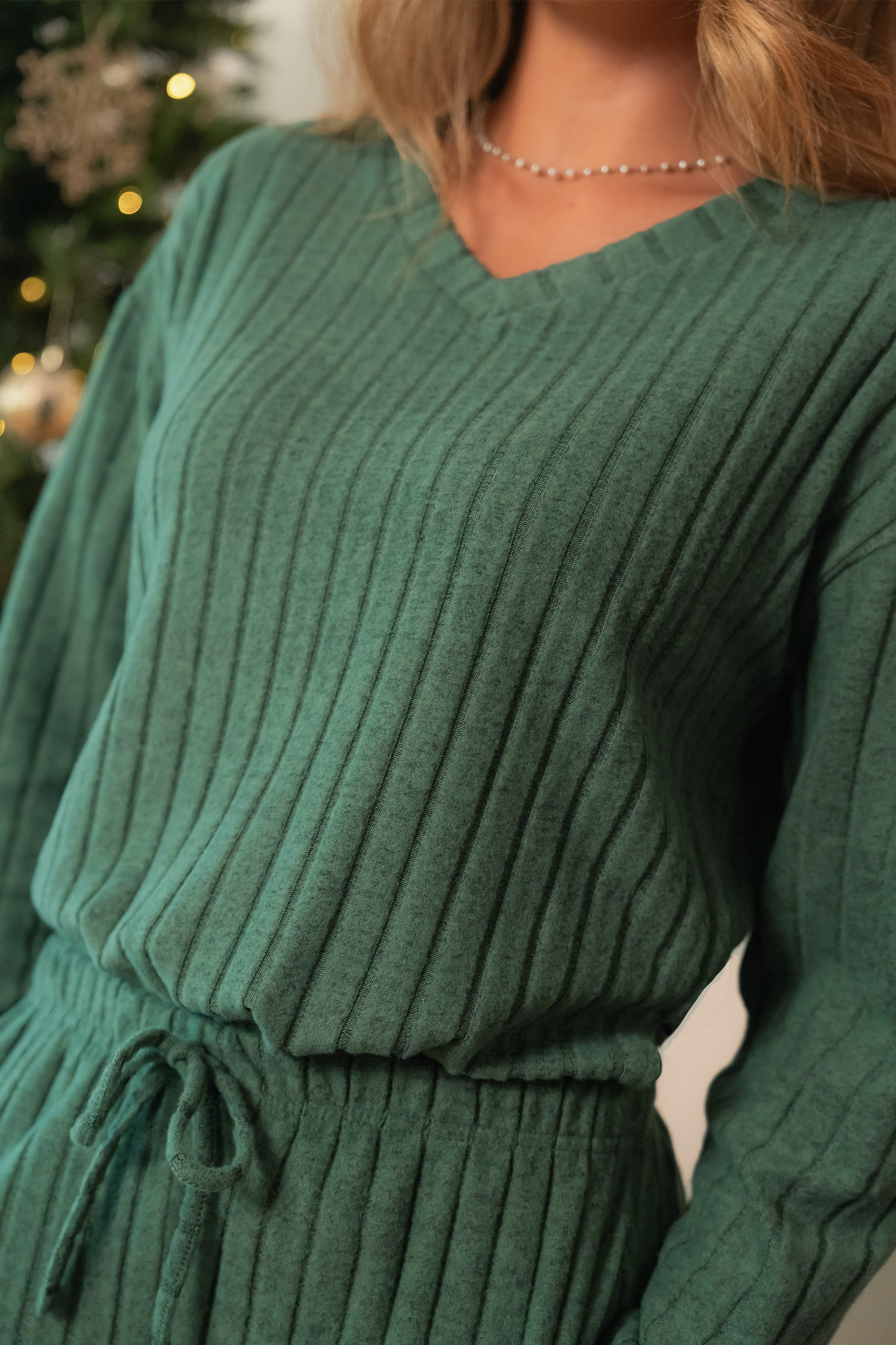 Conjunto de pijama de canalé verde