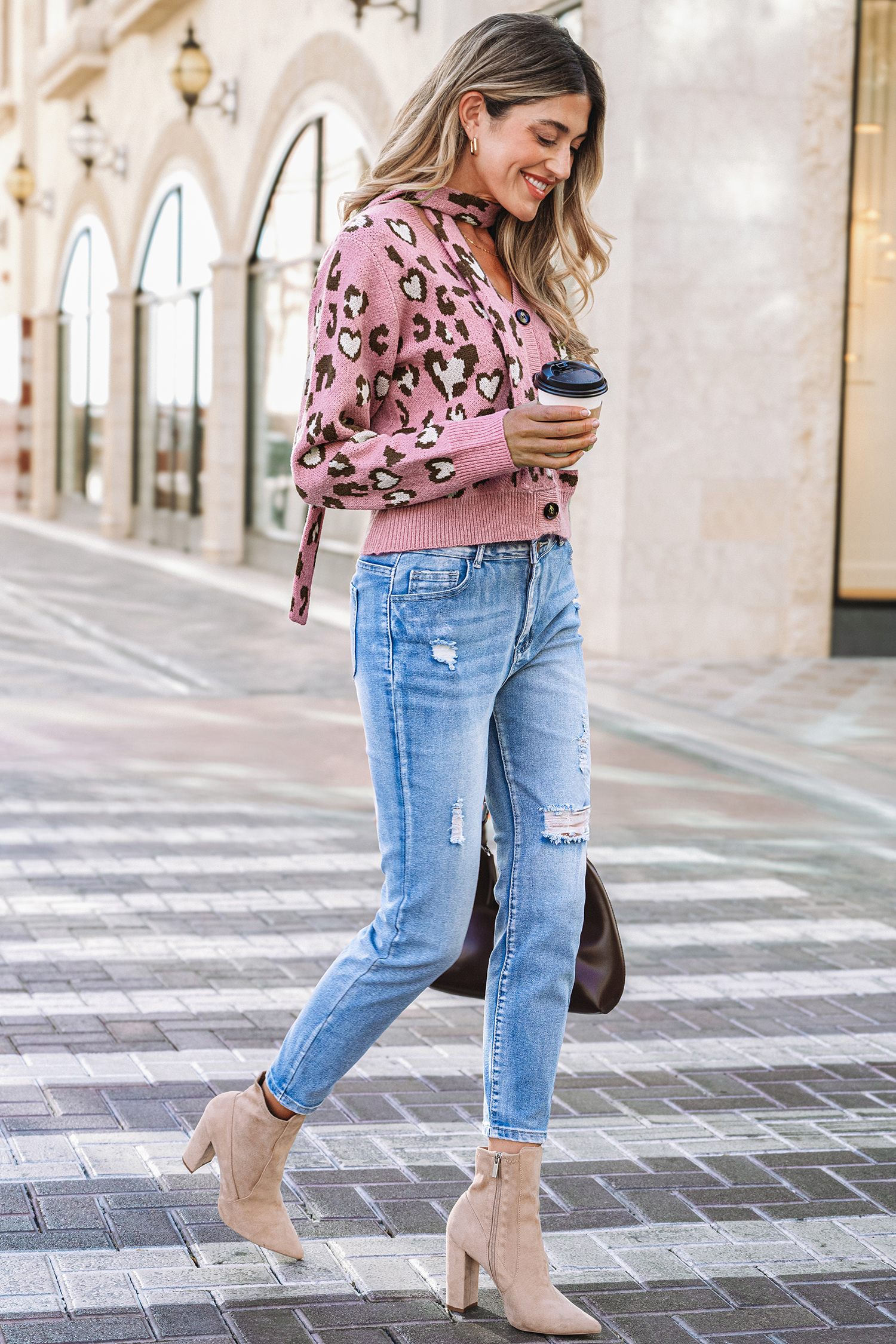 【GRAVER】embroidery heart leopard knit cardigan c41b0748e8441811a761ca1852c588
