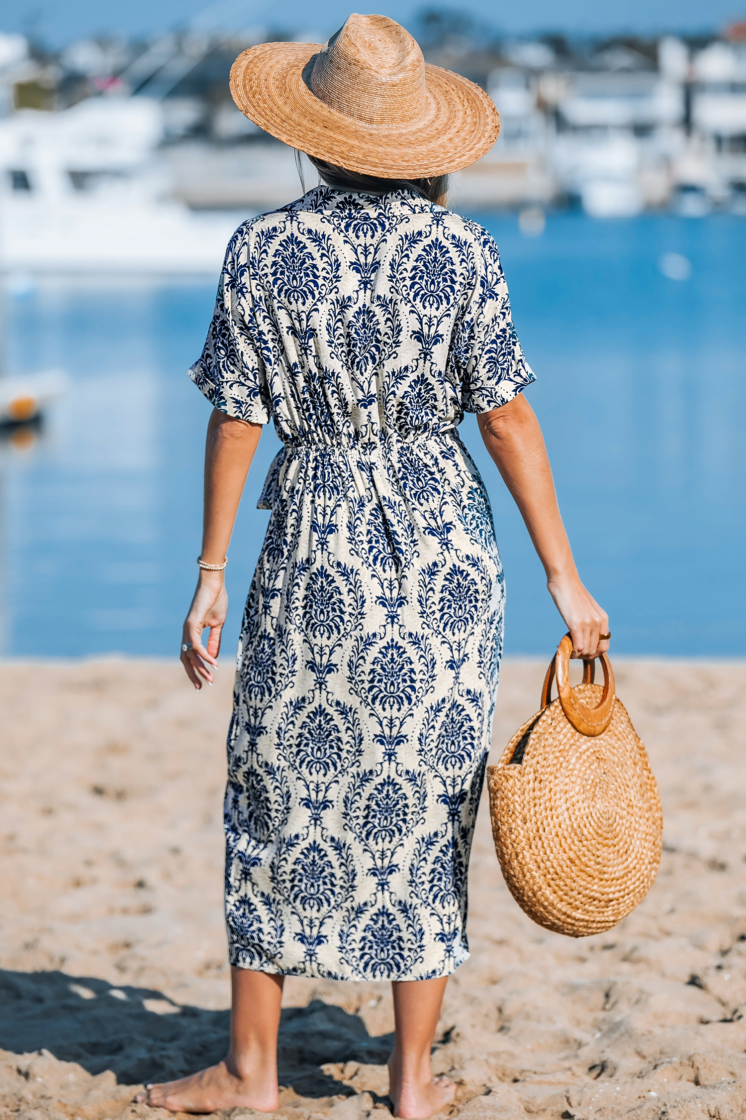 スカート Sopy Collar Longsleeve Dress 4COL Blue Collared Wrap Midi Dress