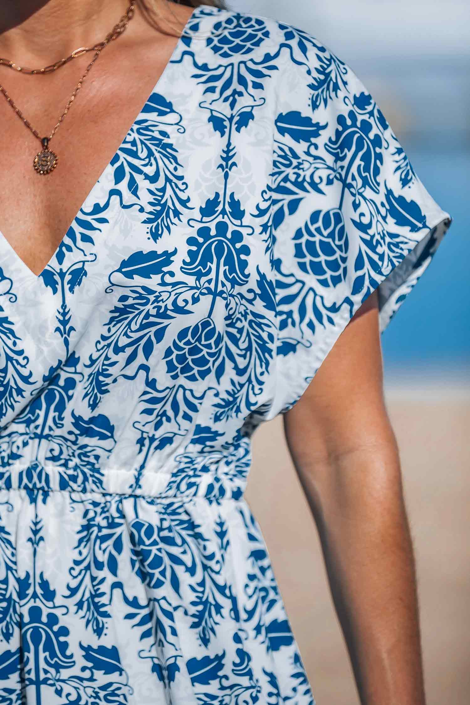 Ornate Sapphire Cover-Up Mini Dress