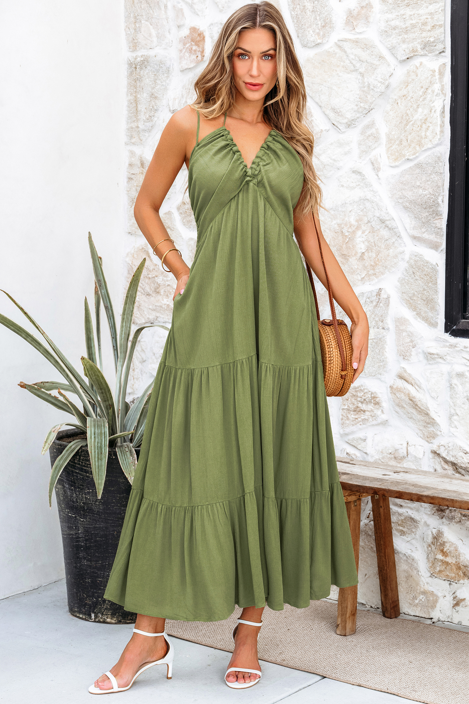 MARIETTE DRESS - OLIVE 5-7Y アポリナ apolina Amazon Leaf Silk Maxi Dress | Marciano