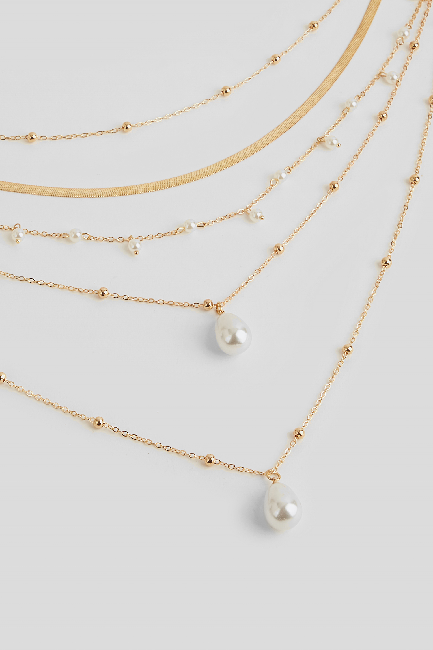 Gold-Tone Faux Pearl Necklace Set