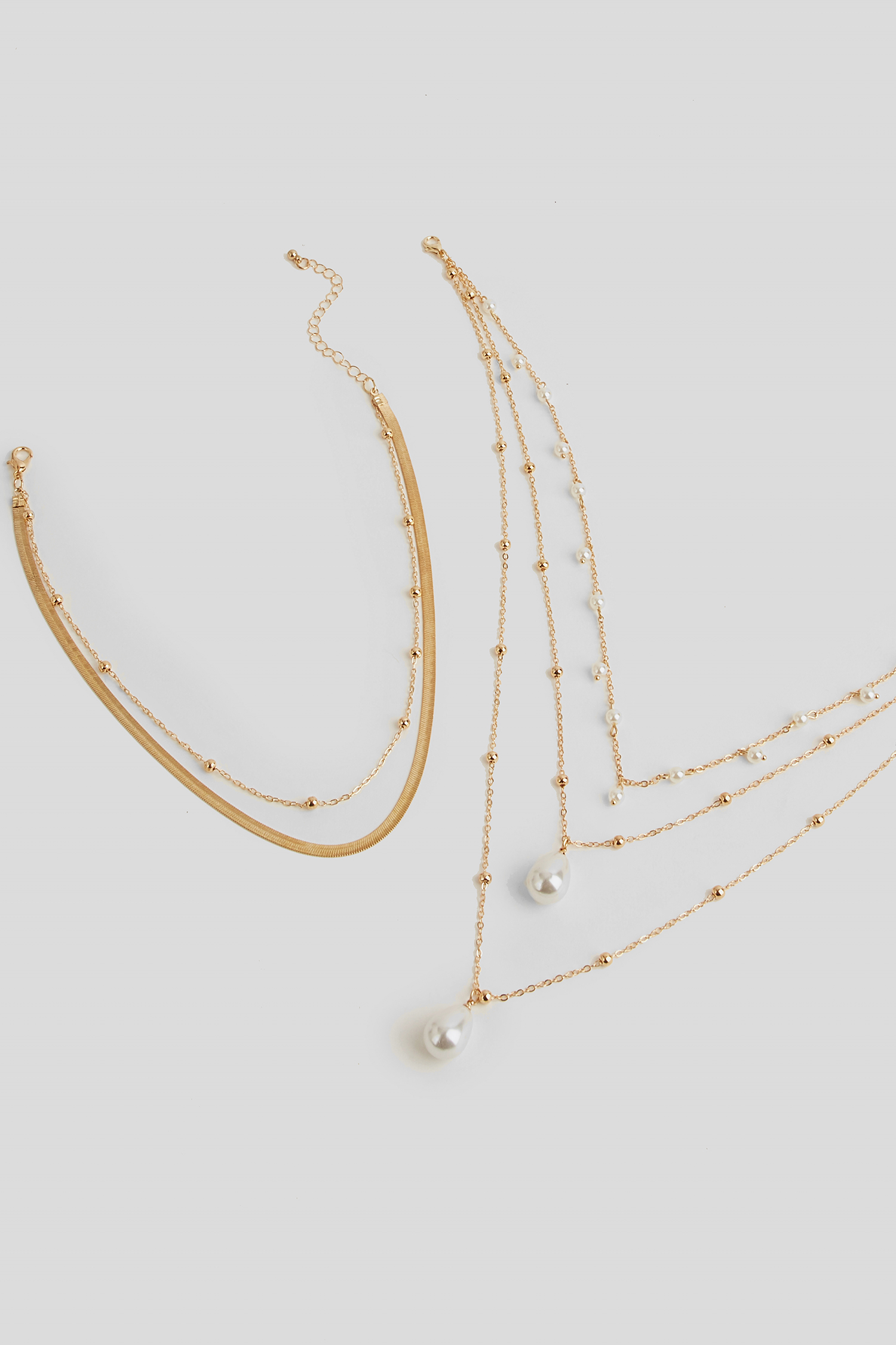 Gold-Tone Faux Pearl Necklace Set
