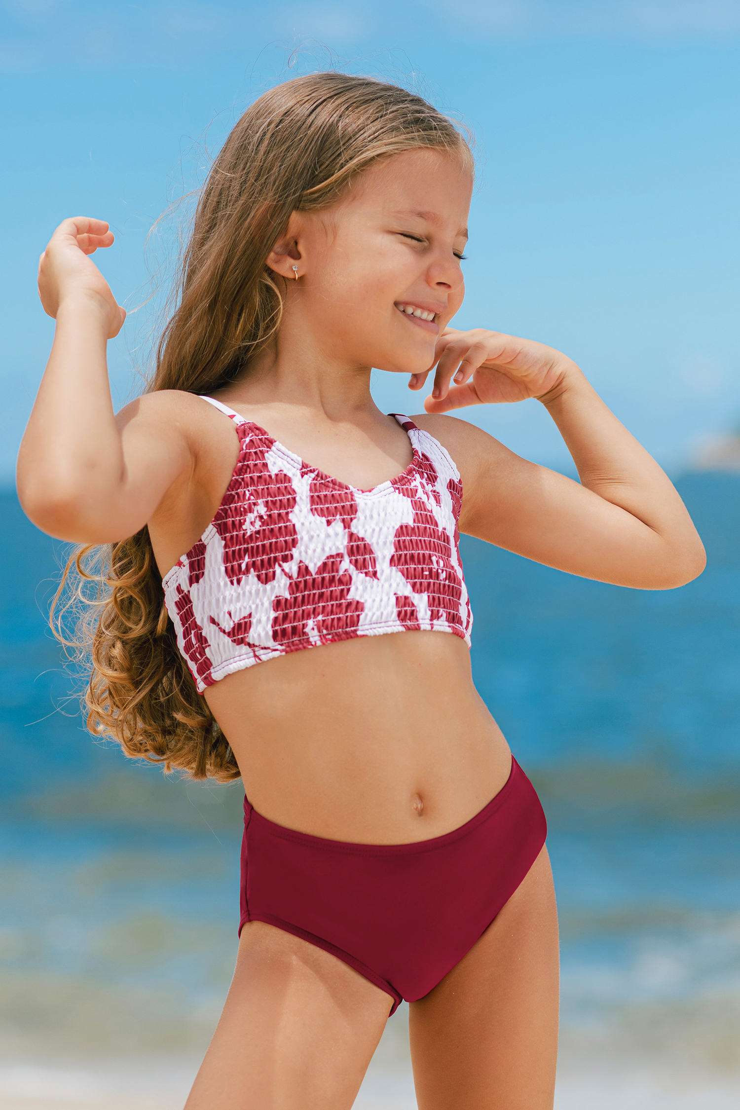 【CUPSHE】 ミニロンパー Rainbow Striped Short Sleeve Swim Top & Bottoms Set