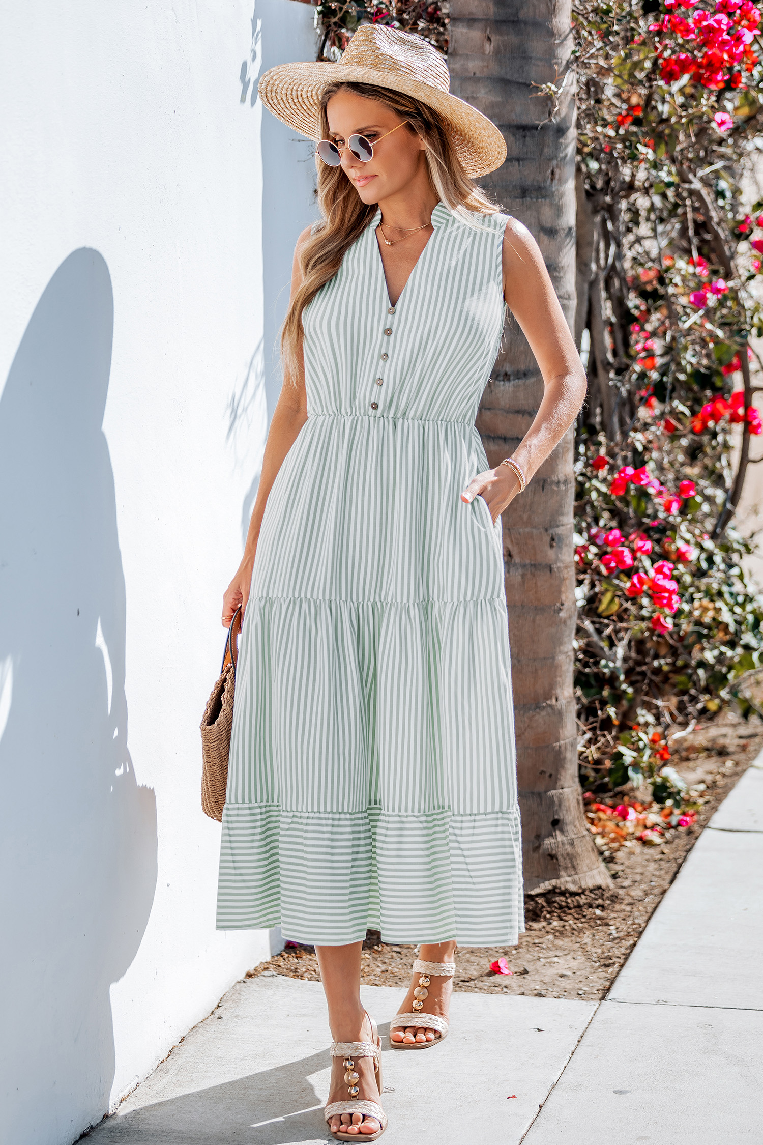 Poised & Perfect Striped Midi Dress