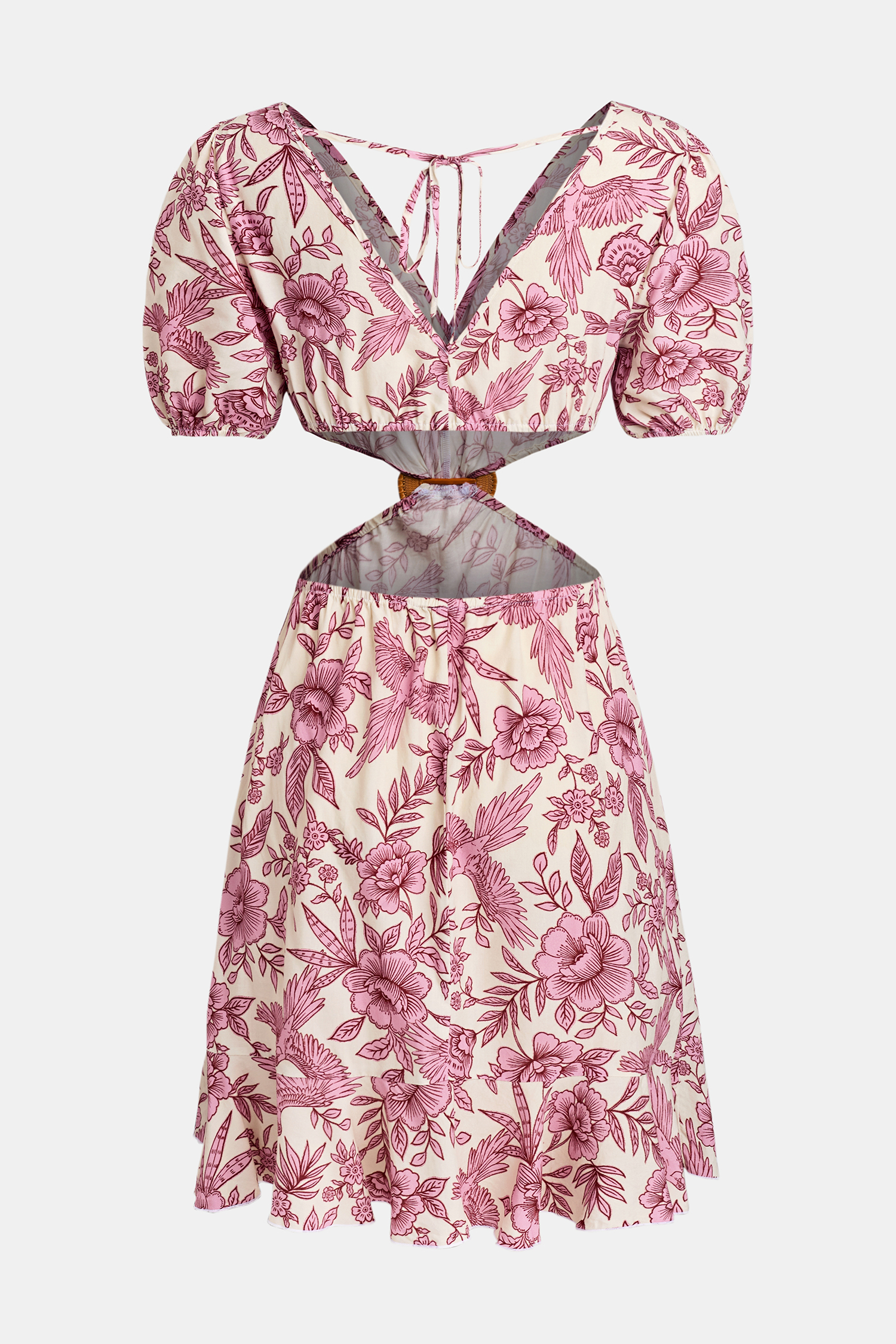 Cupshe Bird Song Tropical Cover-up Mini Dress In Pink