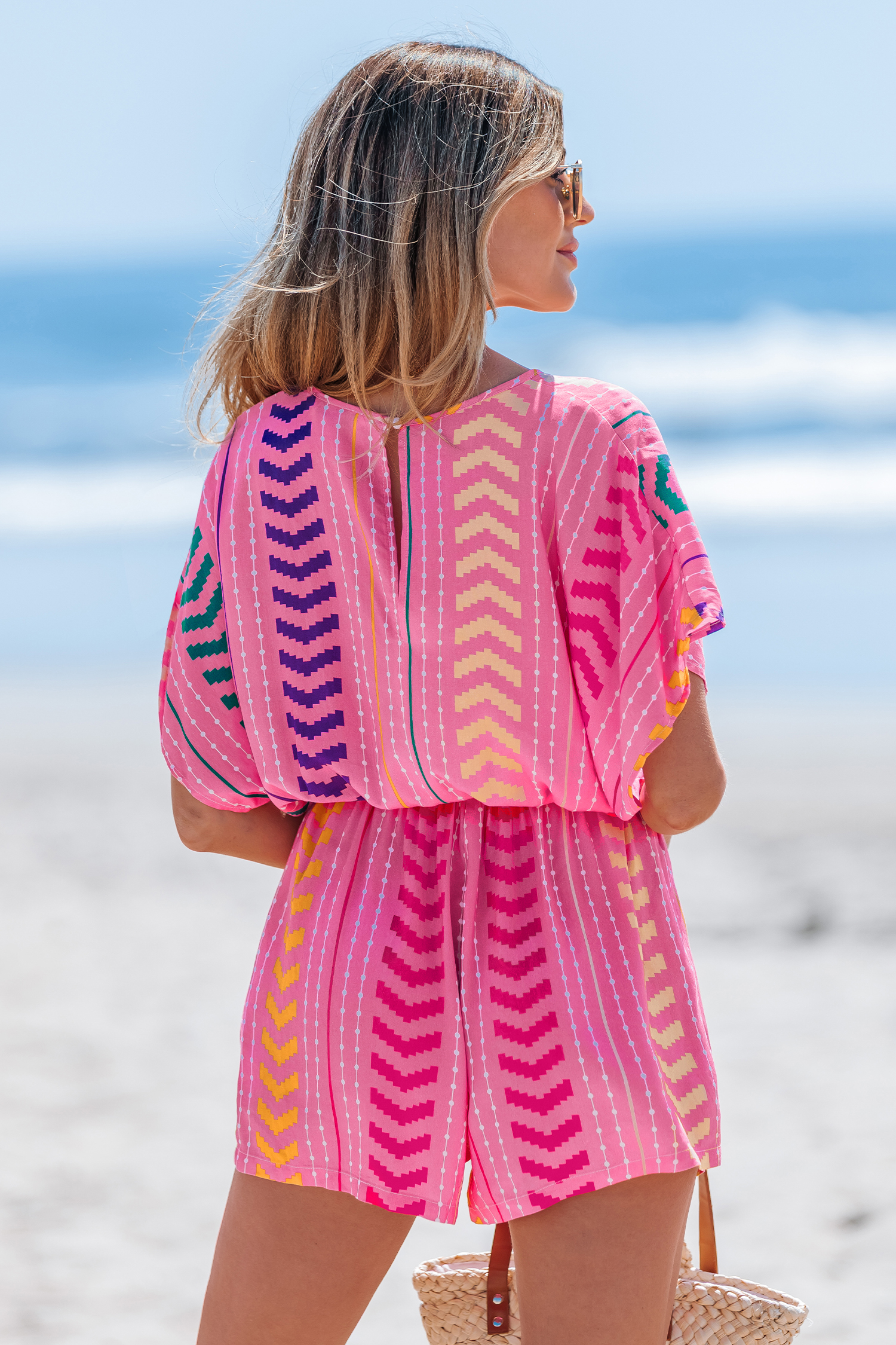 Cupshe Light & Easy Abstract Romper In Pink