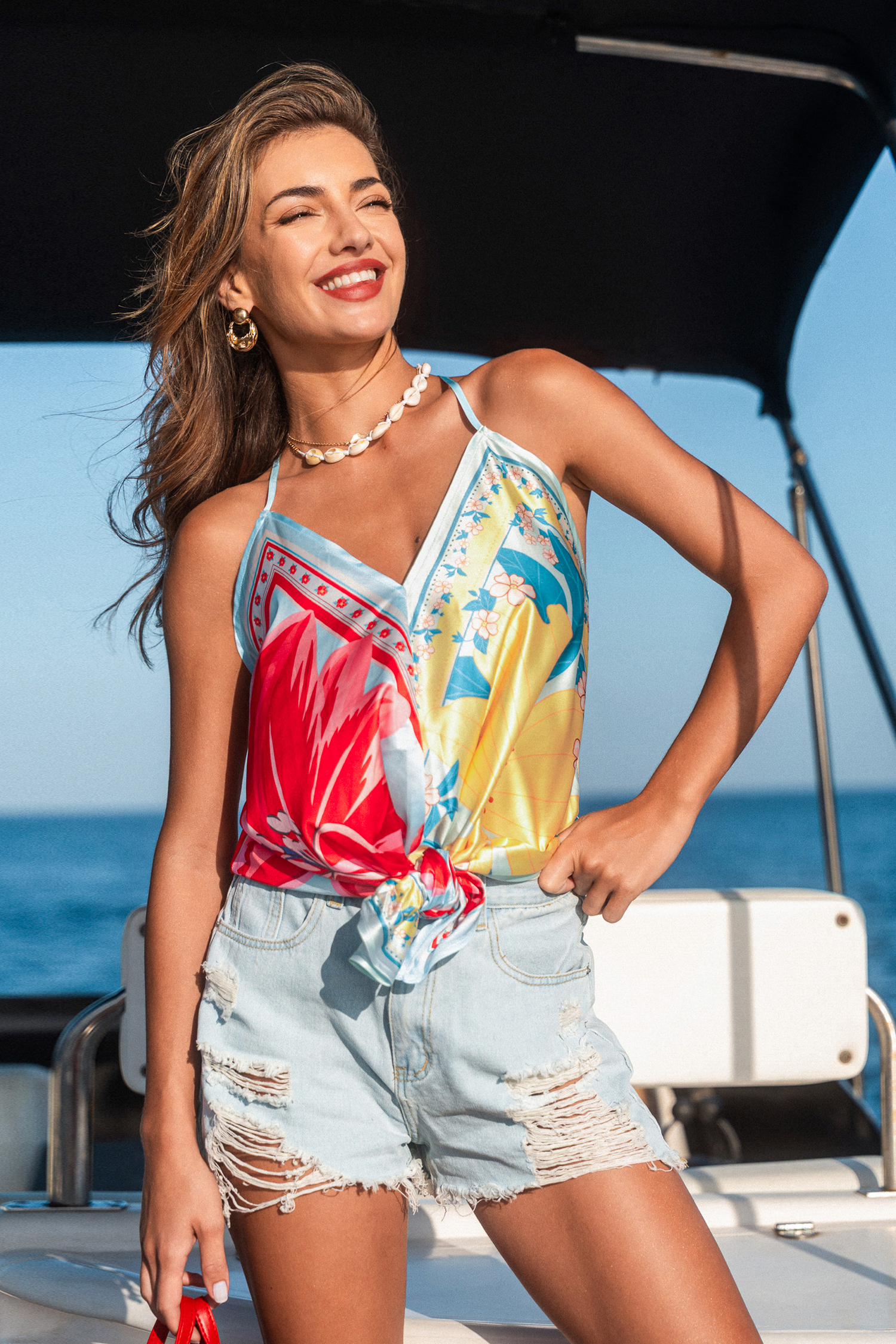 Satin Petal Floral Top