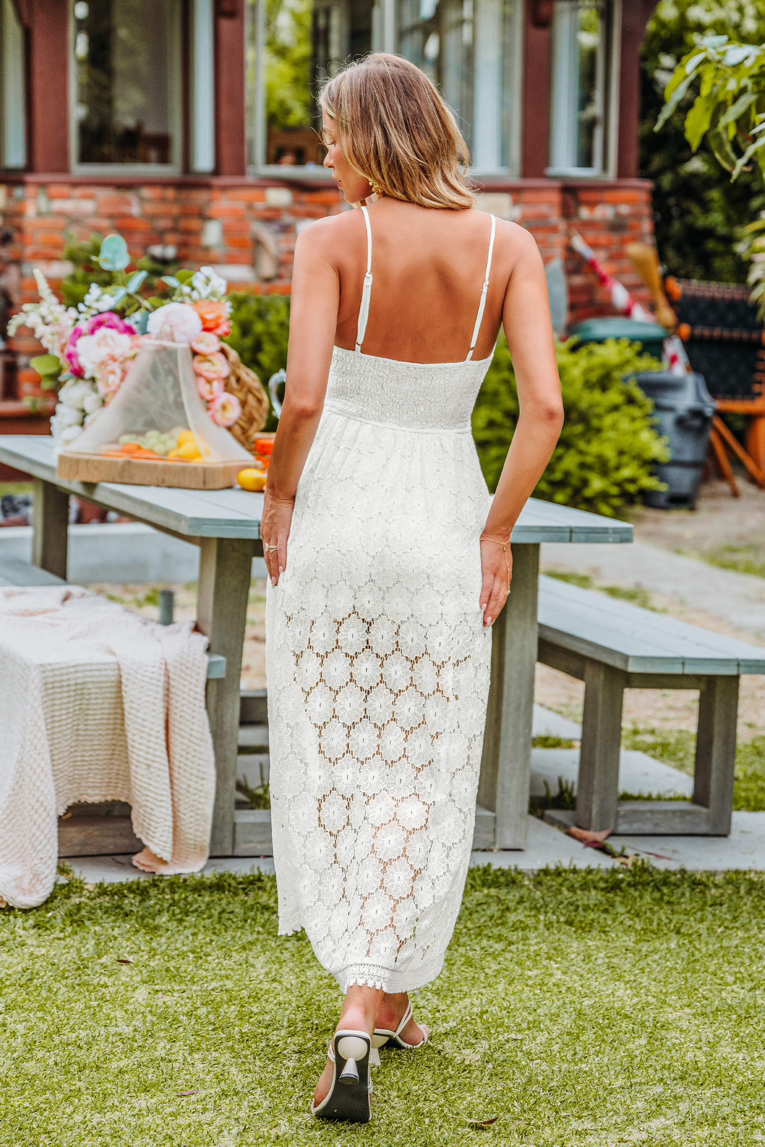 Lace Petal White Romper