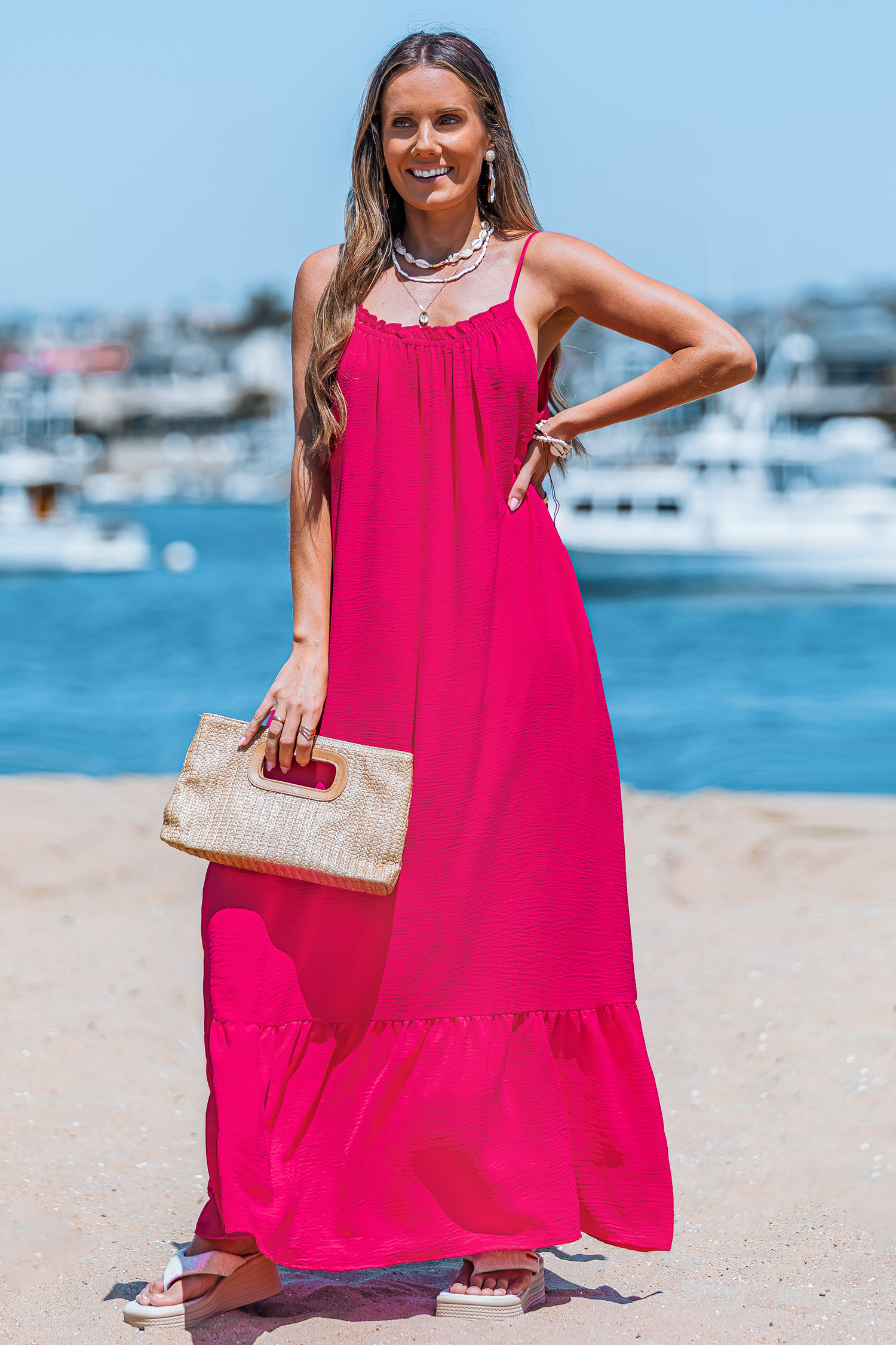 Cupshe Fuchsia Flame Pink Maxi Dress In Pink