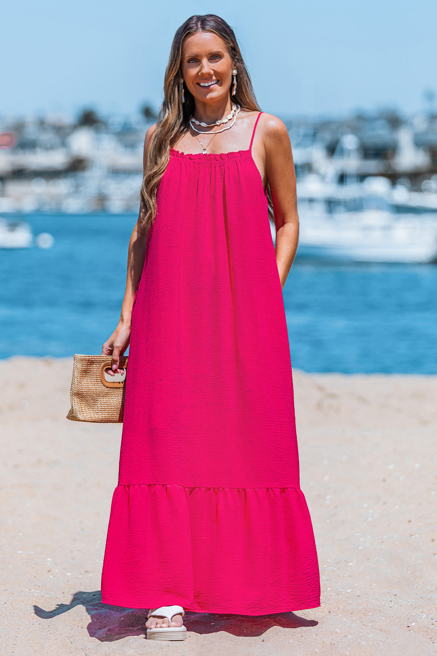 Cupshe Fuchsia Flame Pink Maxi Dress