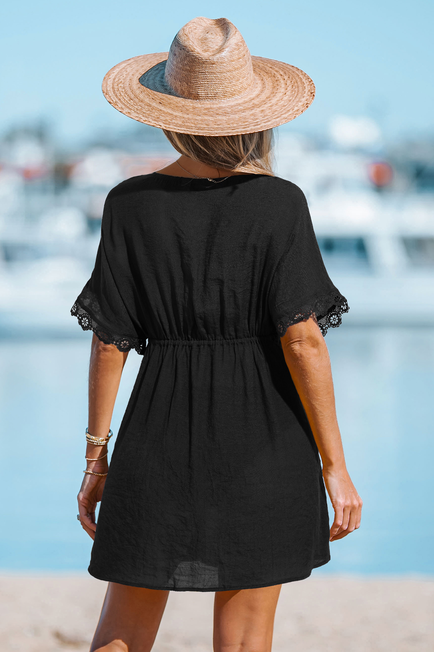 Cupshe Along For The Ride Black Cover-up Mini Dress In Black