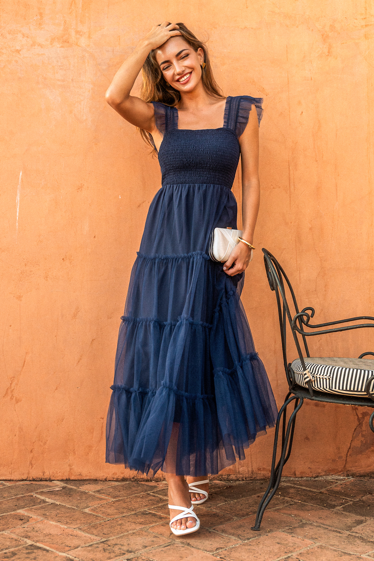 Full of Frills Blue Maxi Dress