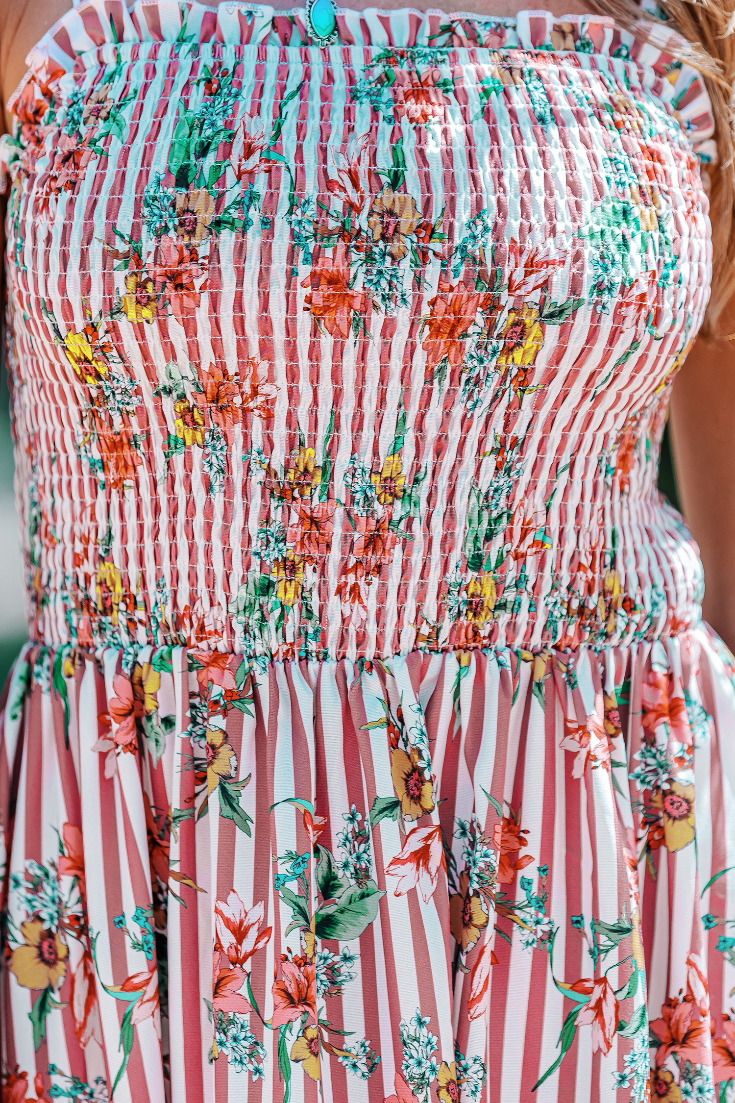 Fresh Flowers Striped Maxi Dress