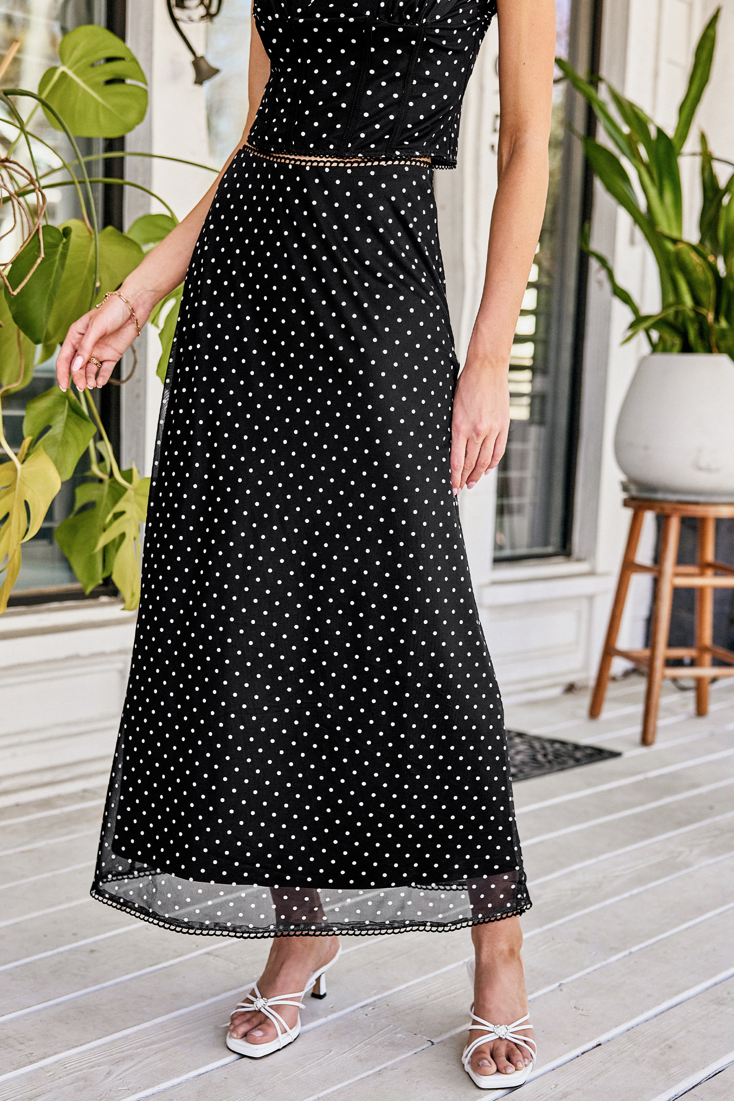 Cupshe Classic Sweetheart Polka Dot Maxi Skirt