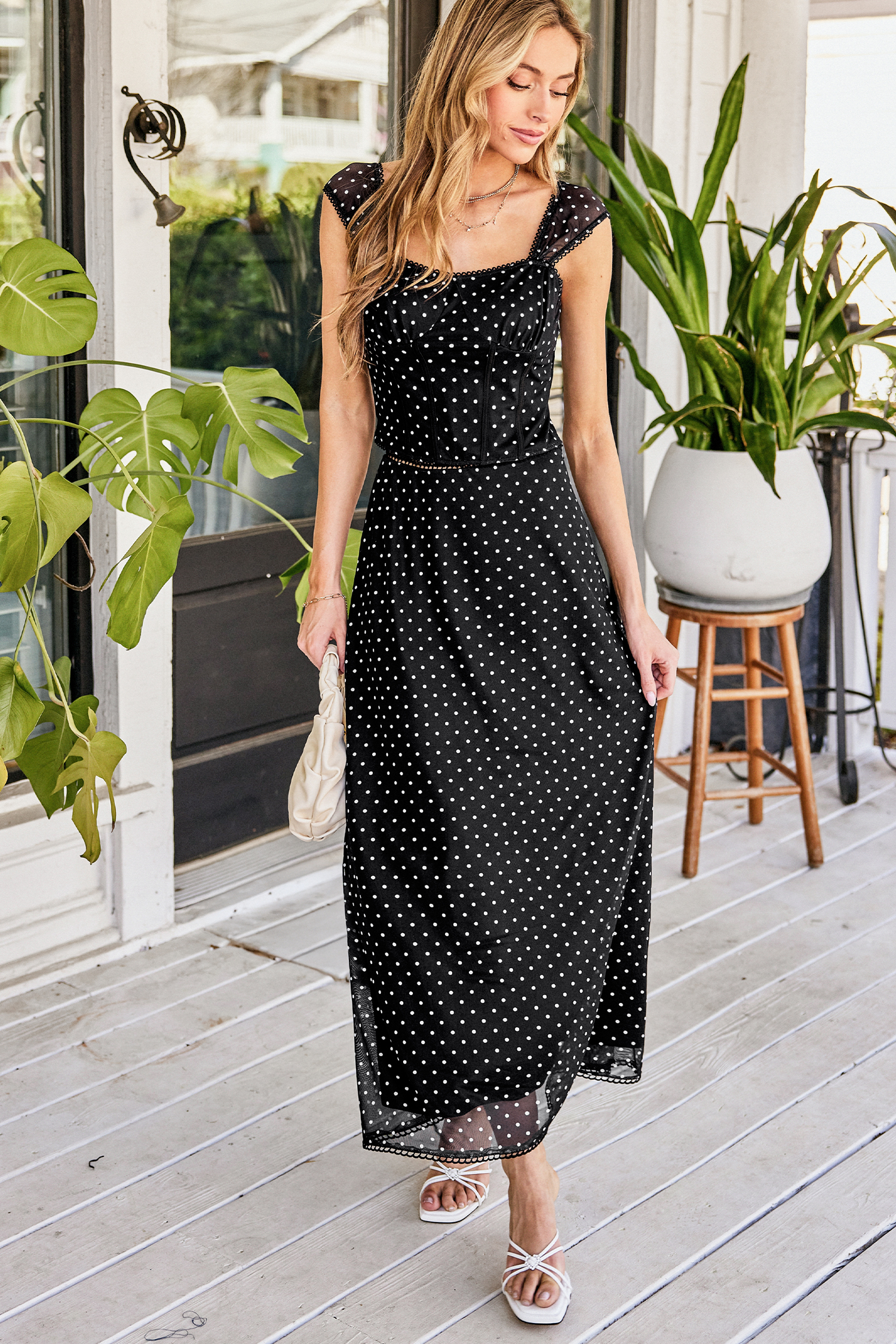 Cupshe Classic Sweetheart Polka Dot Maxi Skirt