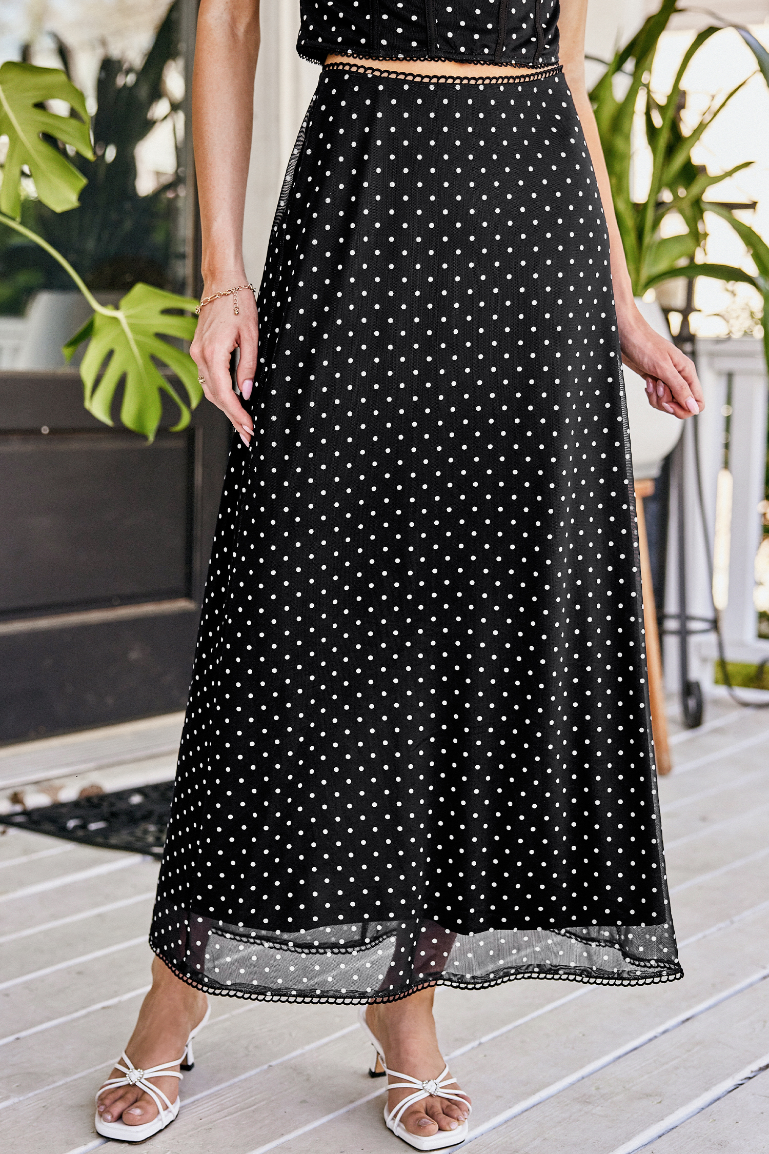 Cupshe Classic Sweetheart Polka Dot Maxi Skirt