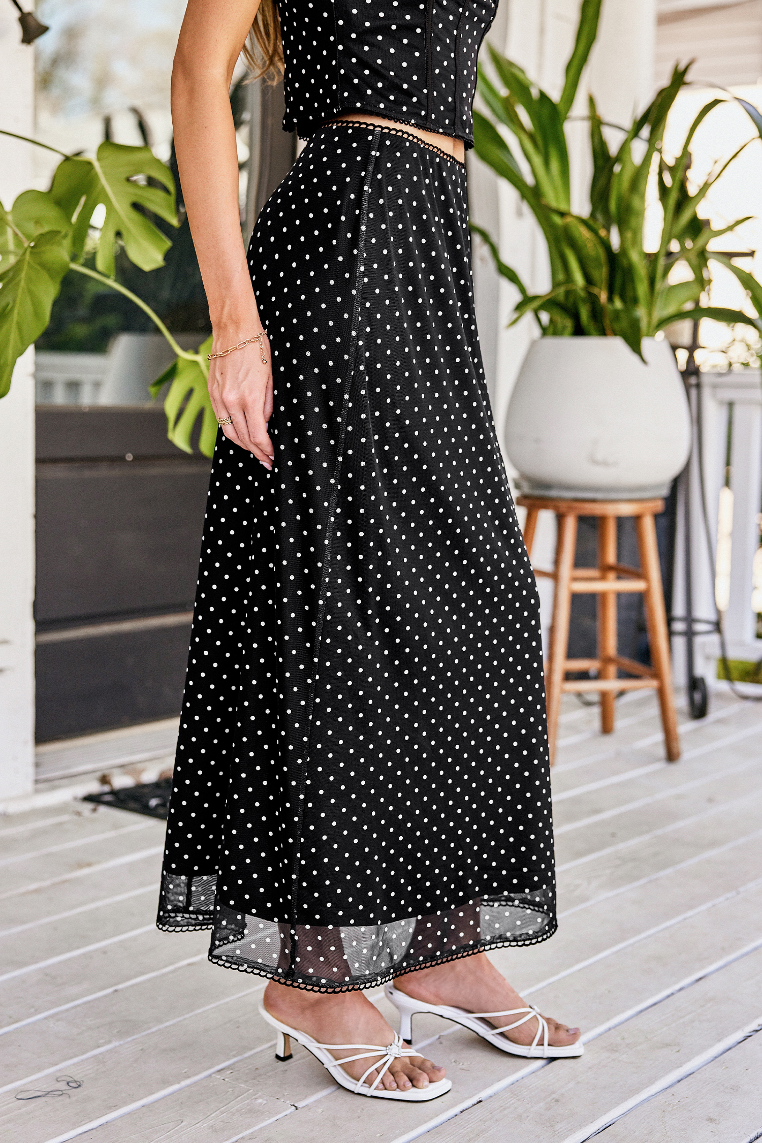 Cupshe Classic Sweetheart Polka Dot Maxi Skirt