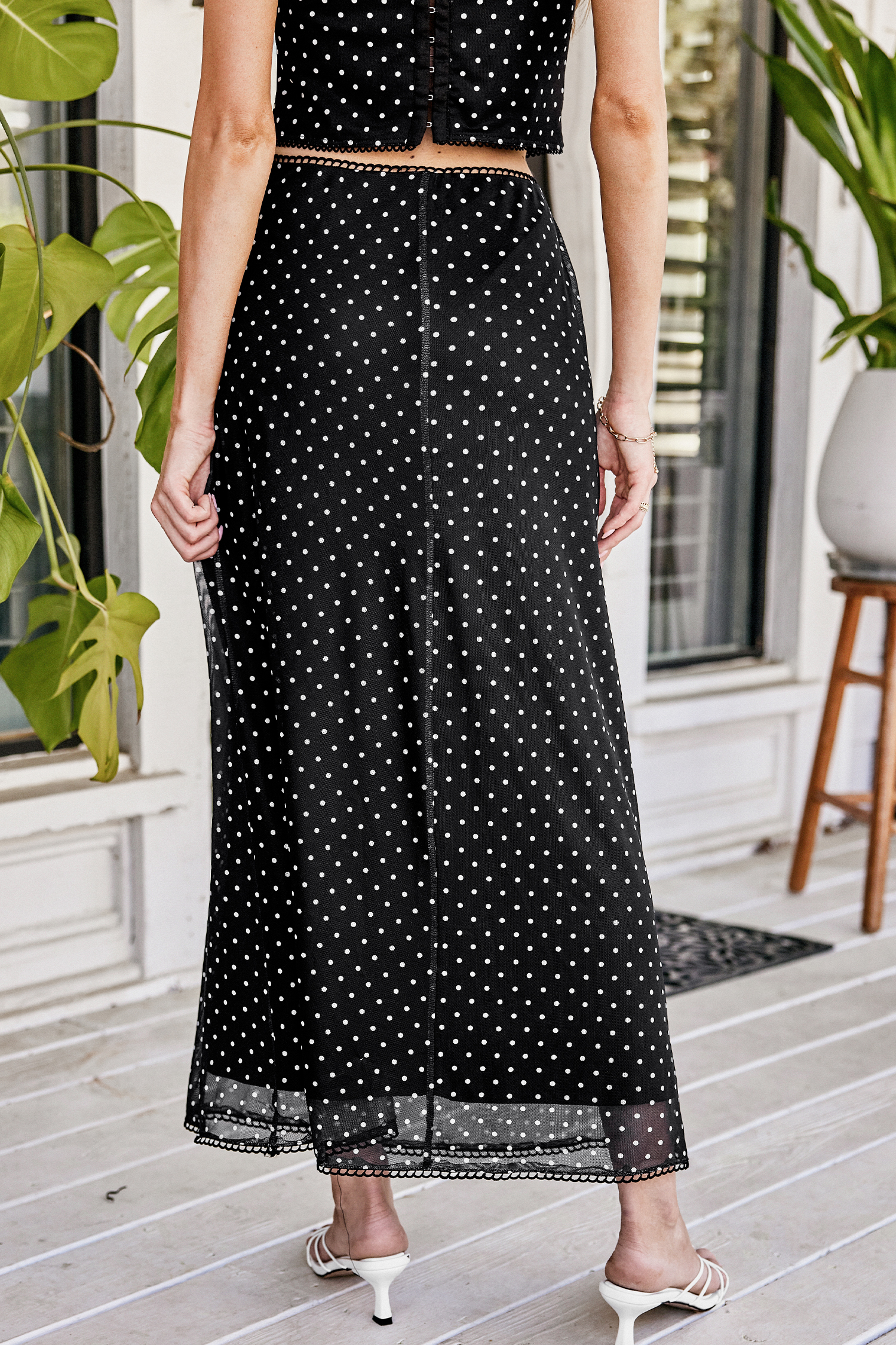 Cupshe Classic Sweetheart Polka Dot Maxi Skirt