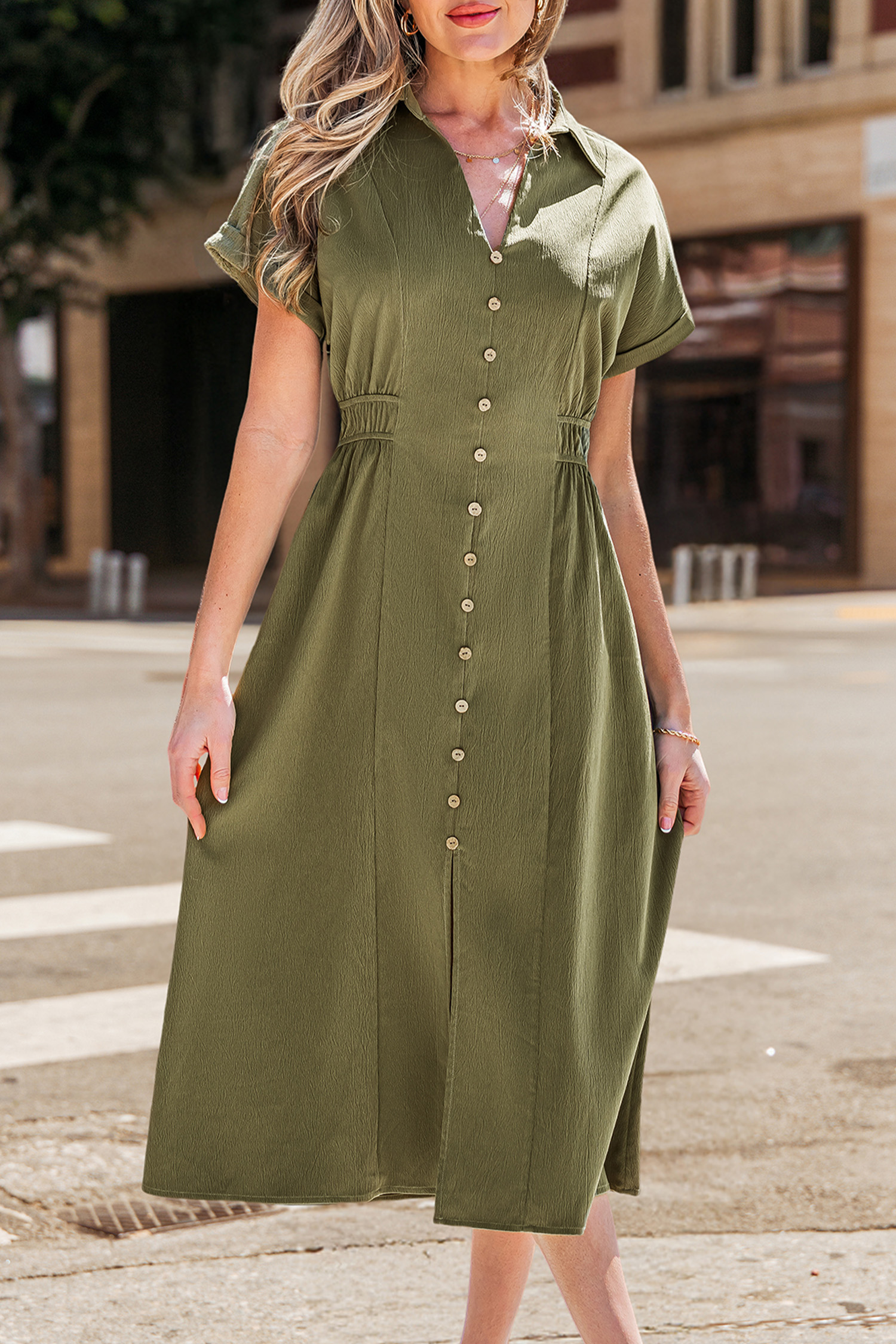 Cupshe Pressed For Time Green Midi Dress In Green