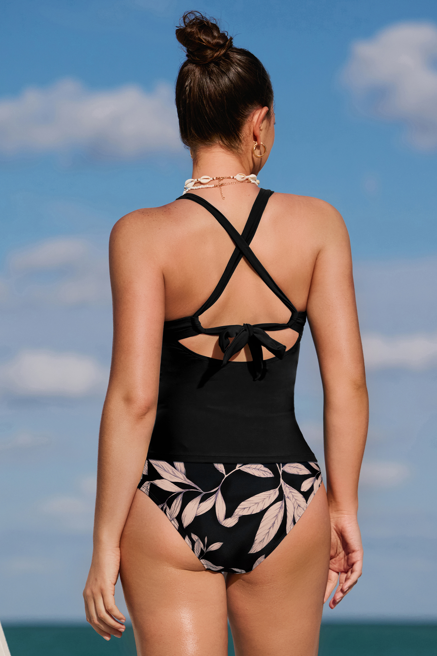 Cupshe Shaded Palms Dd+ Tankini Set