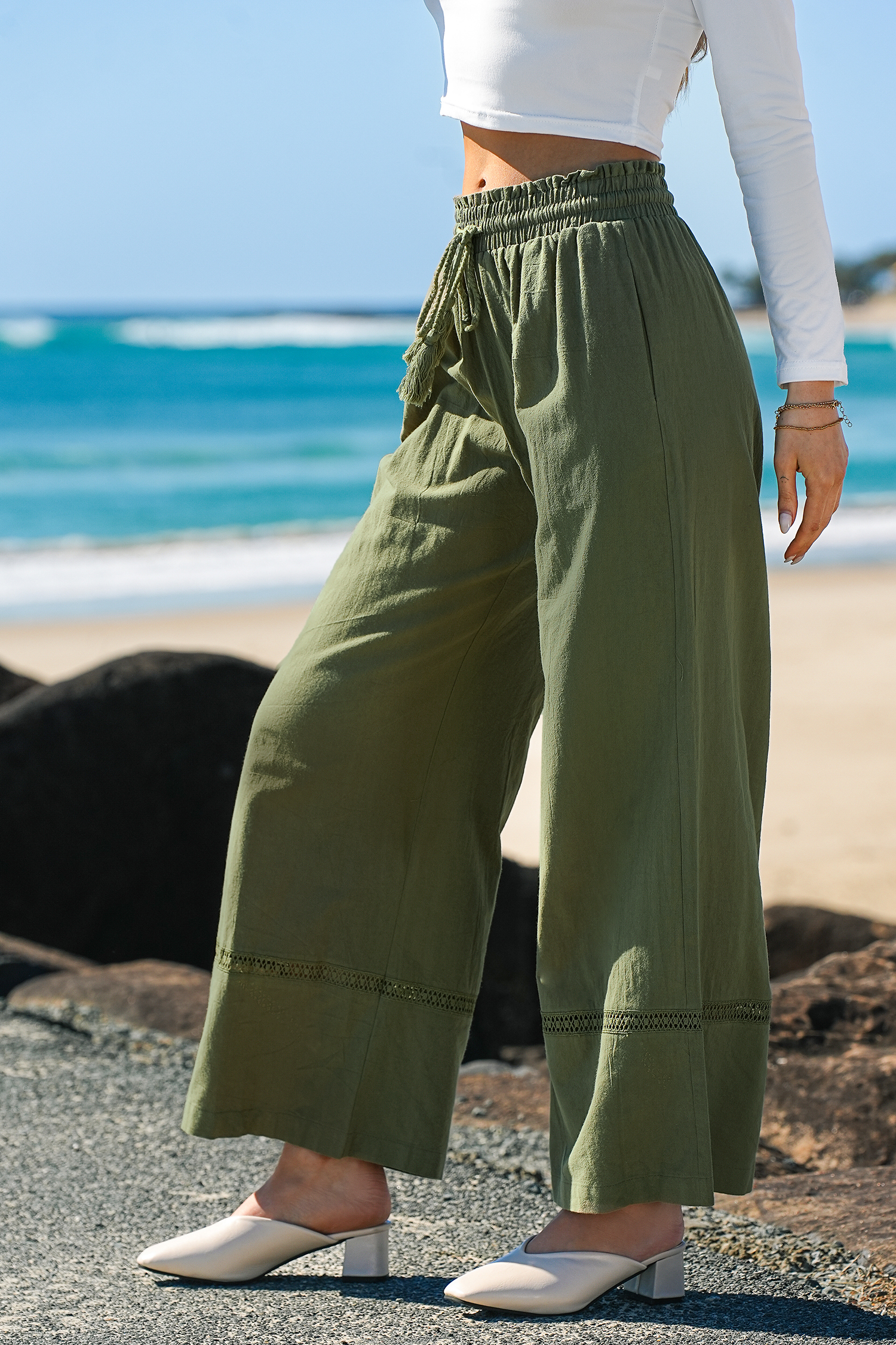 Mint Green Straight Leg High-Rise Pants