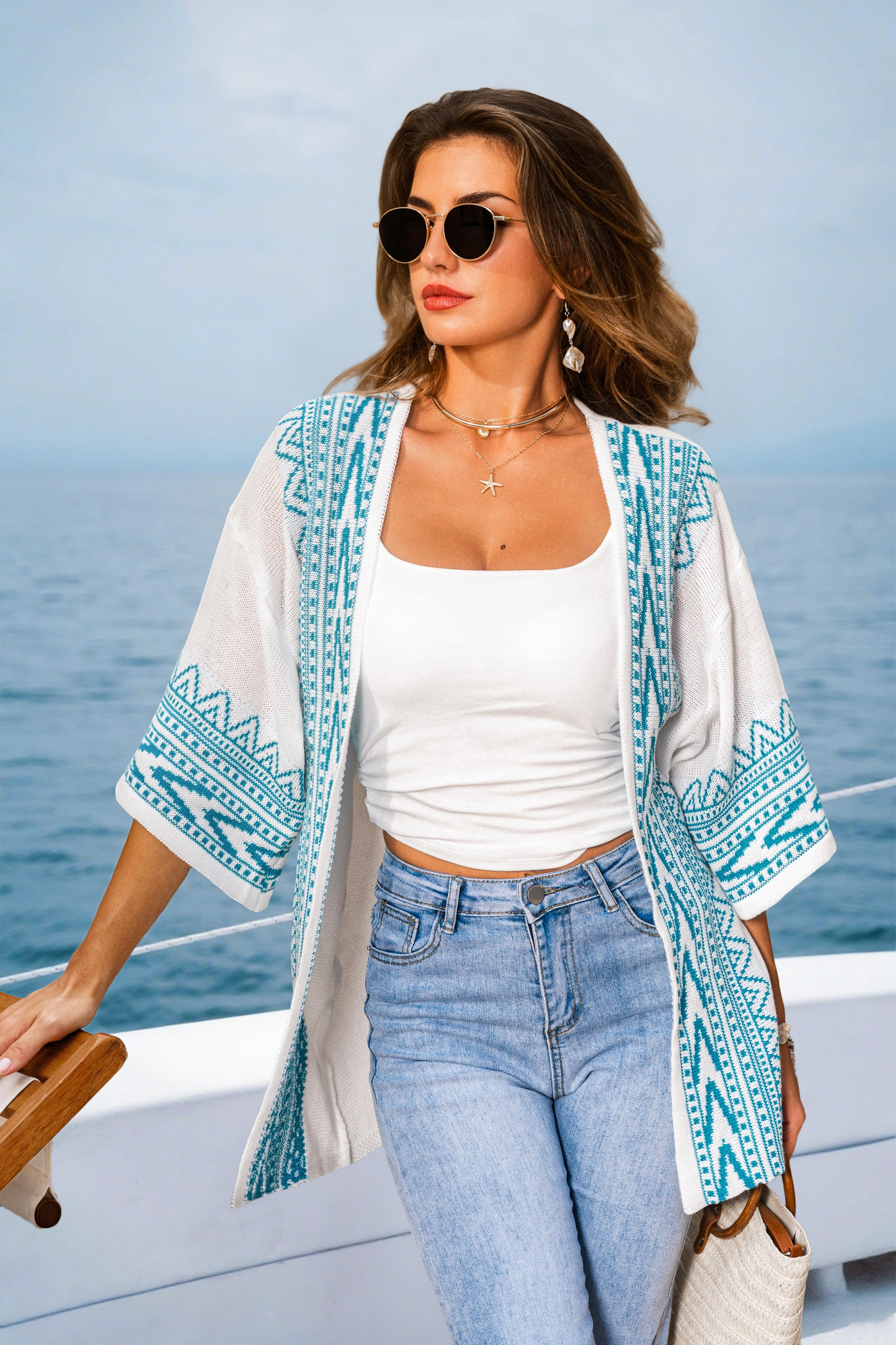 Cupshe Arctic Echo Geo Cardigan