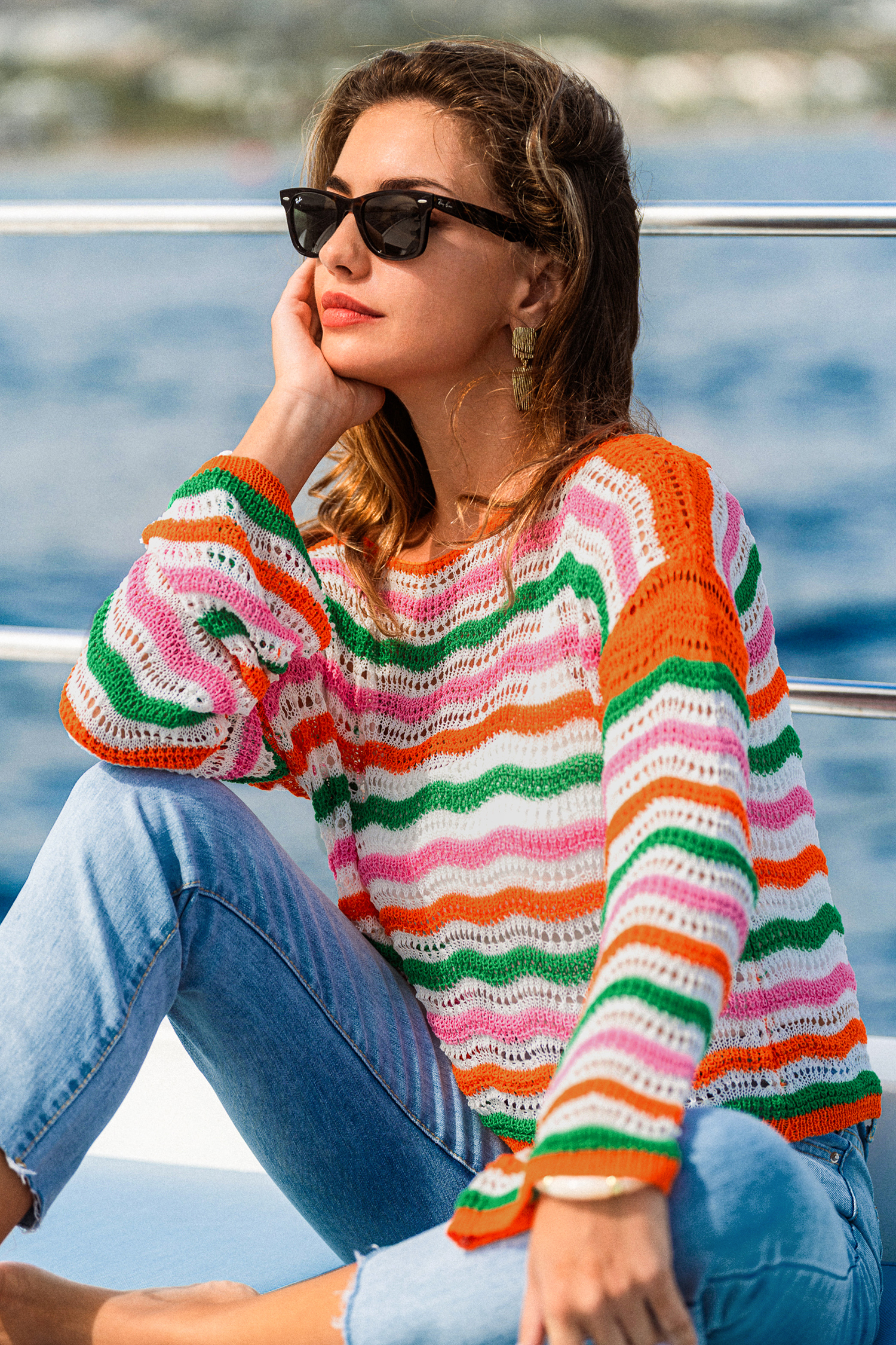 Cupshe Good Day Energy Striped Sweater
