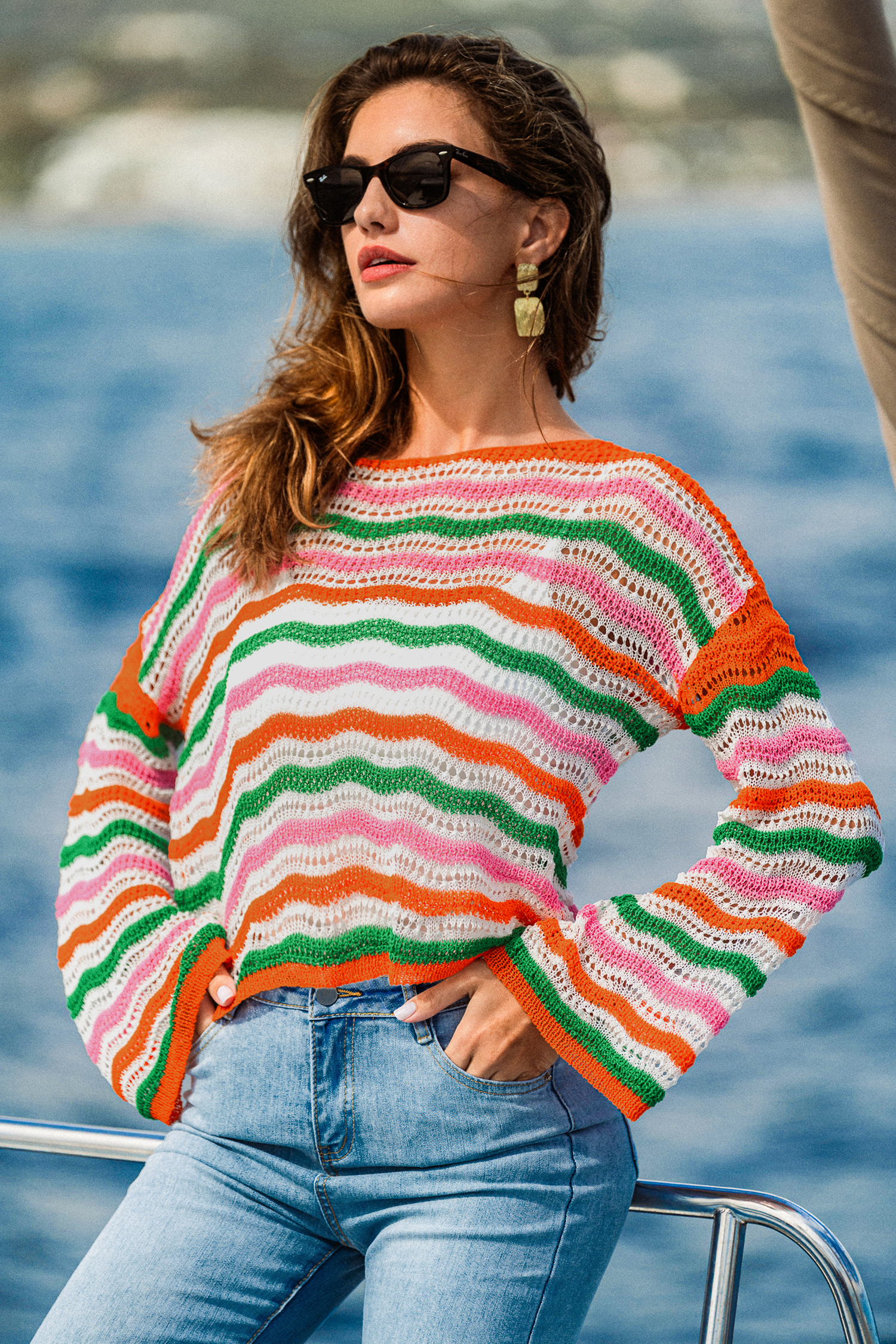 Cupshe Good Day Energy Striped Sweater In Multi